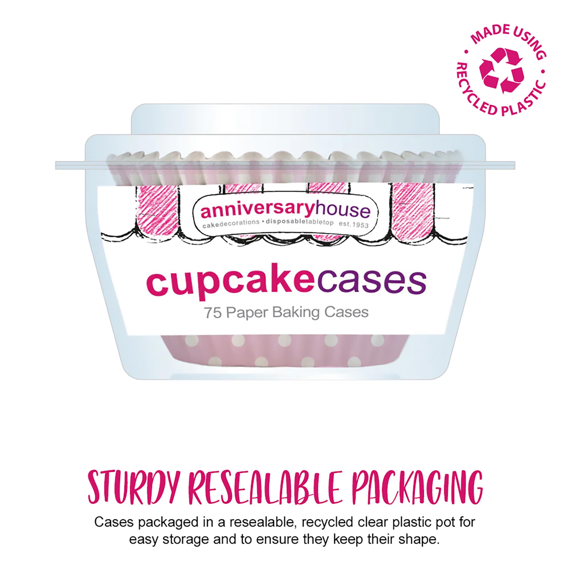 Anniversary House Pastel Pink Gingham & Polka Mix Disposable Baking Cups | 75 Count | 3.2 x 5cm 5