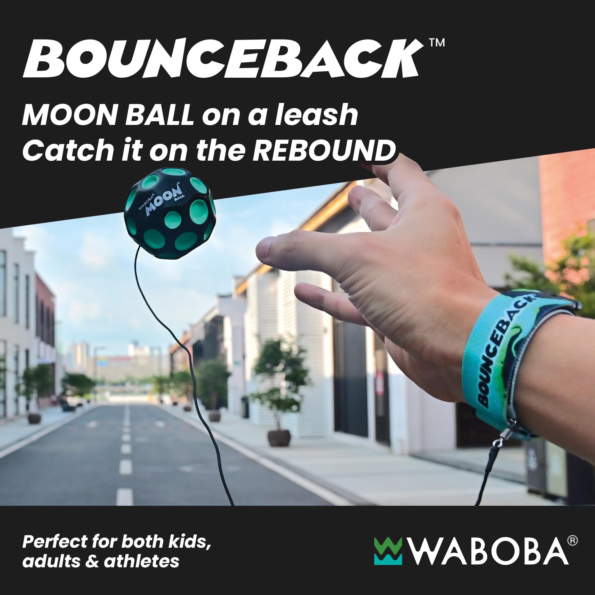 Waboba Bounceback x Returning Moon Ball - High-Bouncing, Self-Returning Toy | Blue | 60 mm 2