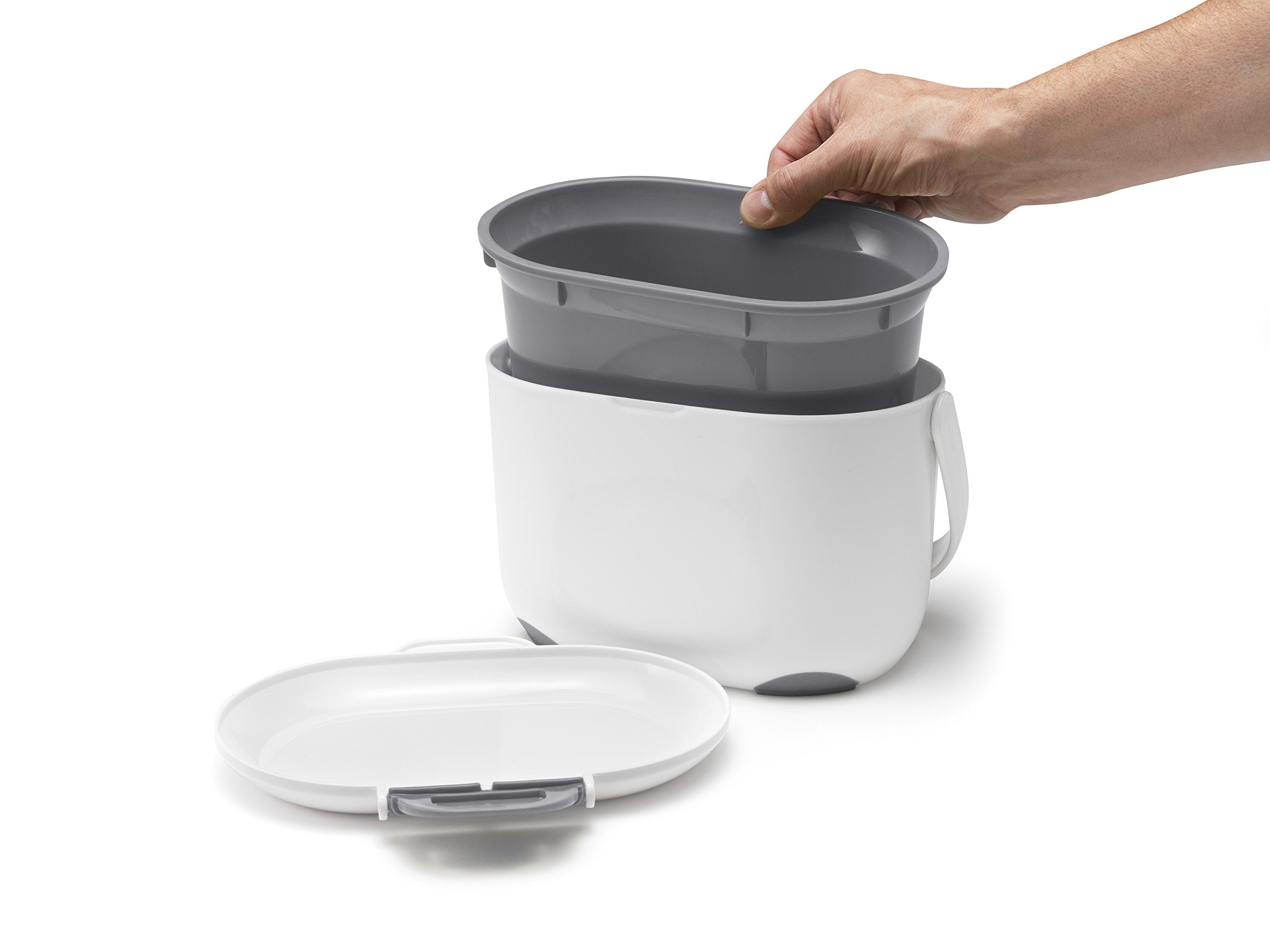 Addis 2.5L Compost Caddy - White/Grey Plastic with Removable Lid and Inner Bucket 4