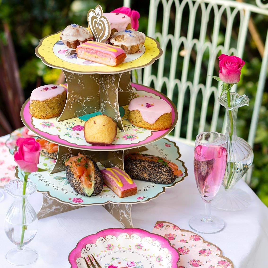 Talking Tables Pretty Floral Napkins - Pack of 50 | Pink Paper | 33cm Unfolded | Afternoon Tea & Partyware 10