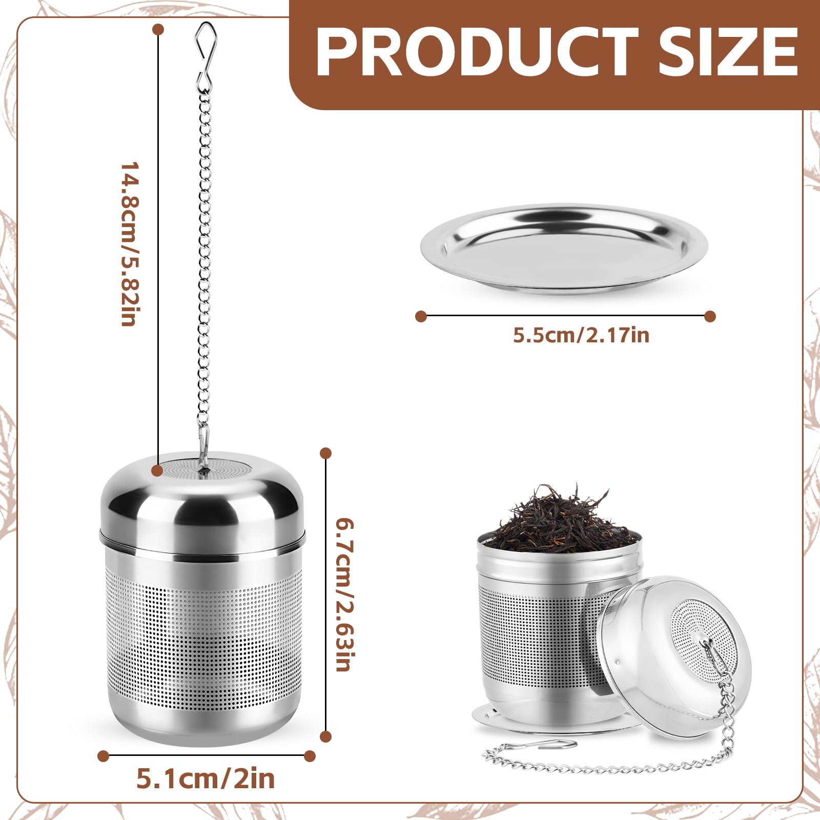 MOXYOY 304 Stainless Steel Tea Infuser for Loose Tea | Extra Fine Mesh | Includes Drip Tray