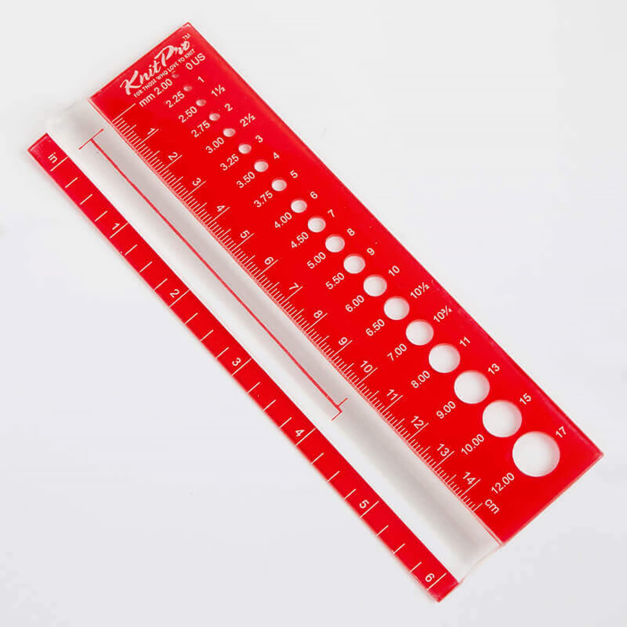 KnitPro Needle View Sizer KP10701 - Measures 2.25mm to 12mm Needles | Acrylic Gauge with CM/Inch Ruler 2