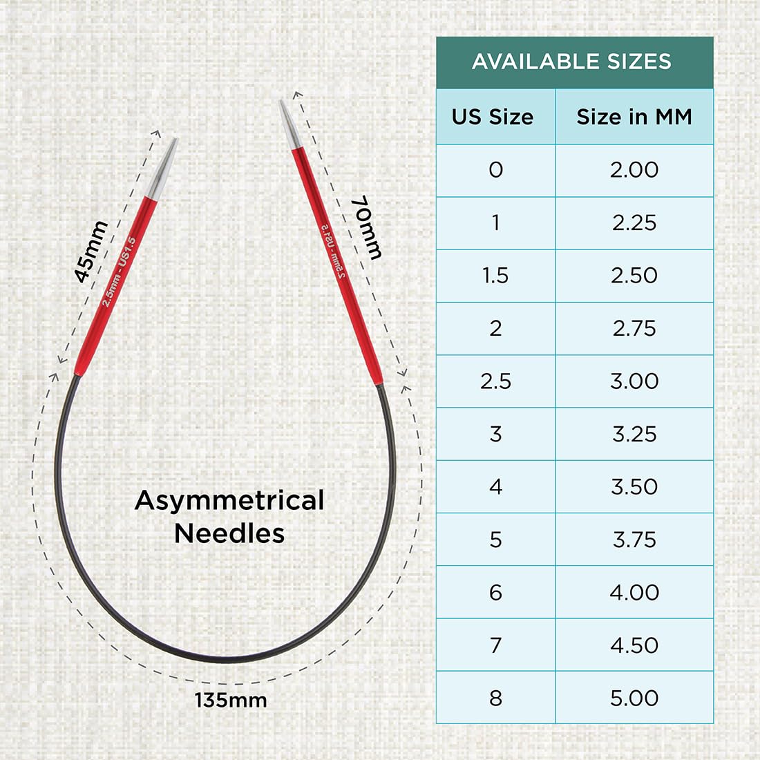 KnitPro Zing Circular Knitting Needle - 2.5mm Size, Lightweight Aluminium, Garnet Color 4
