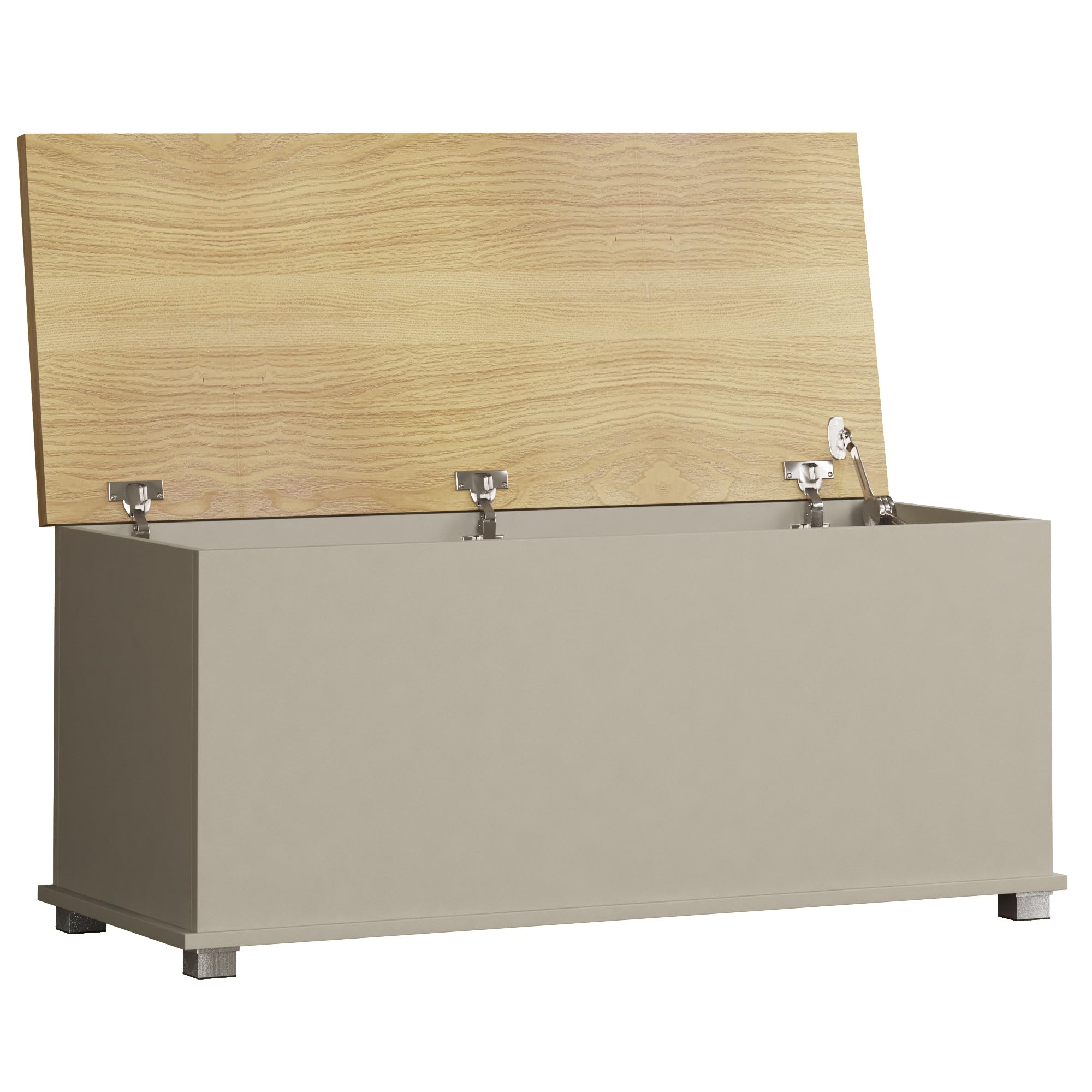 Vida Designs Arlington Storage Ottoman - Grey Wood Finish | 100W x 40D x 48H cm 1