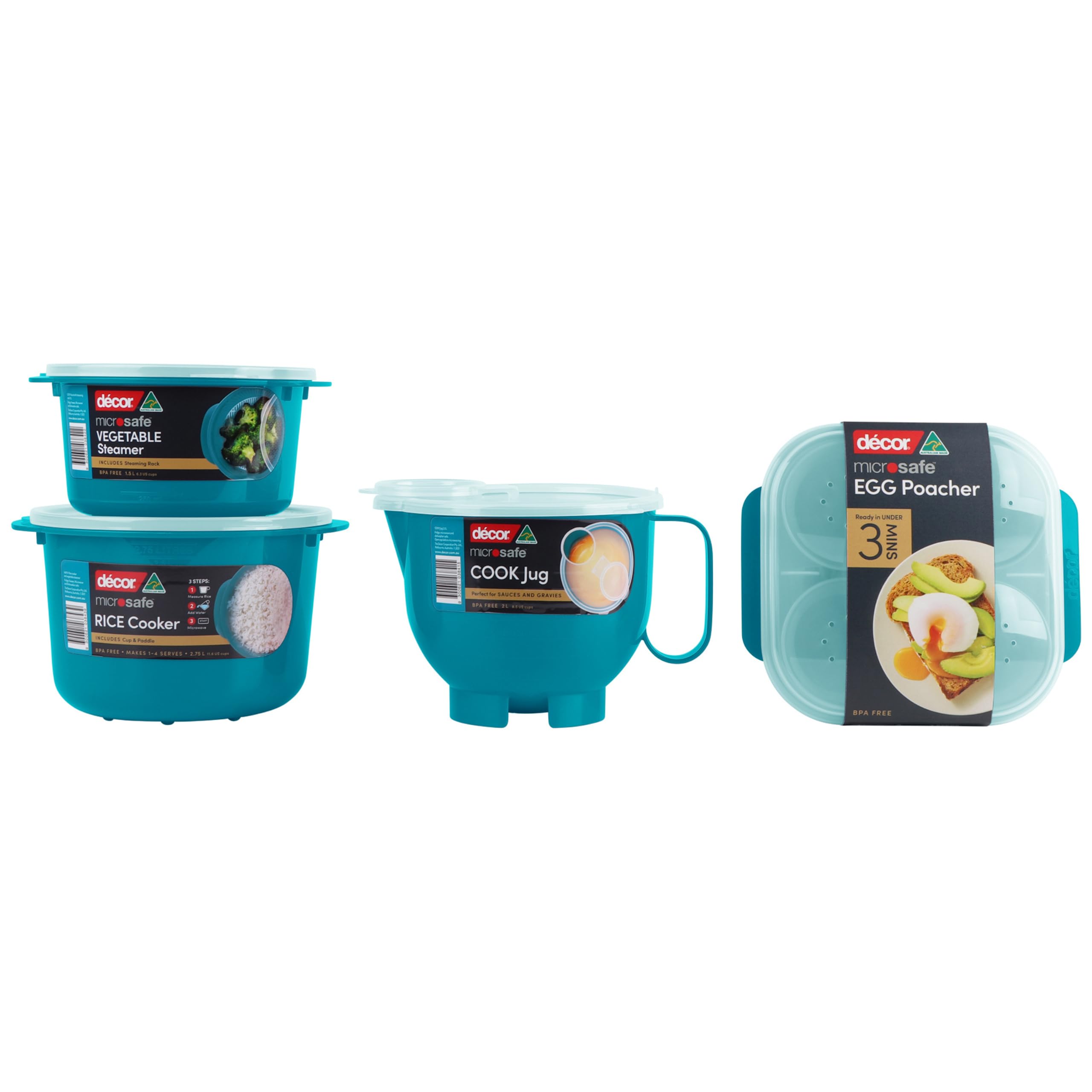 Décor Microsafe Egg Poacher - BPA Free Plastic, Makes Up to 4 Eggs, Dishwasher Safe, Teal 7
