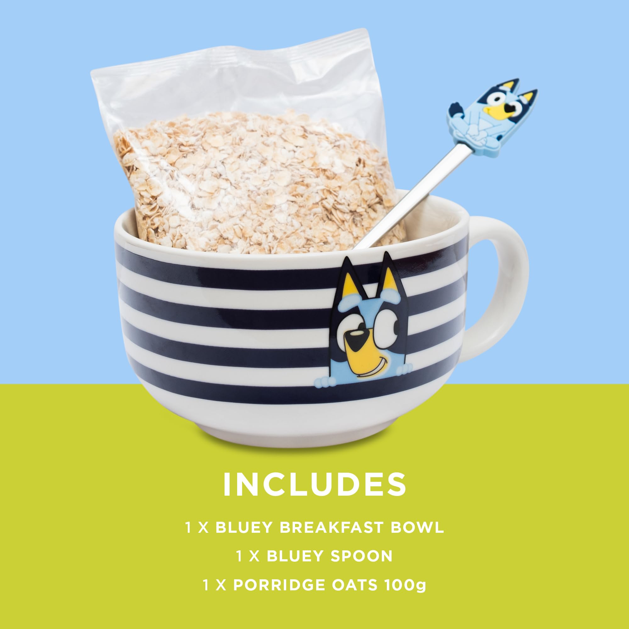 BEAMS INTERNATIONAL Bluey Ceramic Bowl & Spoon Set with 100g Porridge Oats | Ages 3+