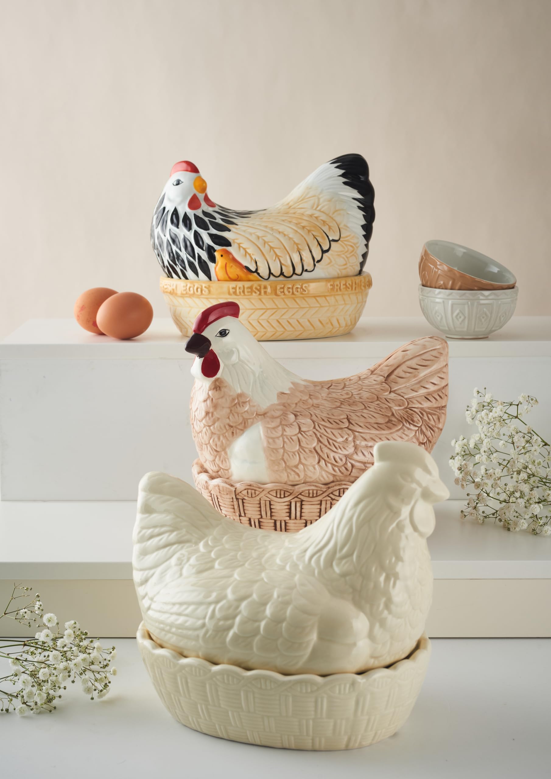 Mason Cash Rise & Shine Hen Nest Egg Basket | Stoneware | Copper Black 6