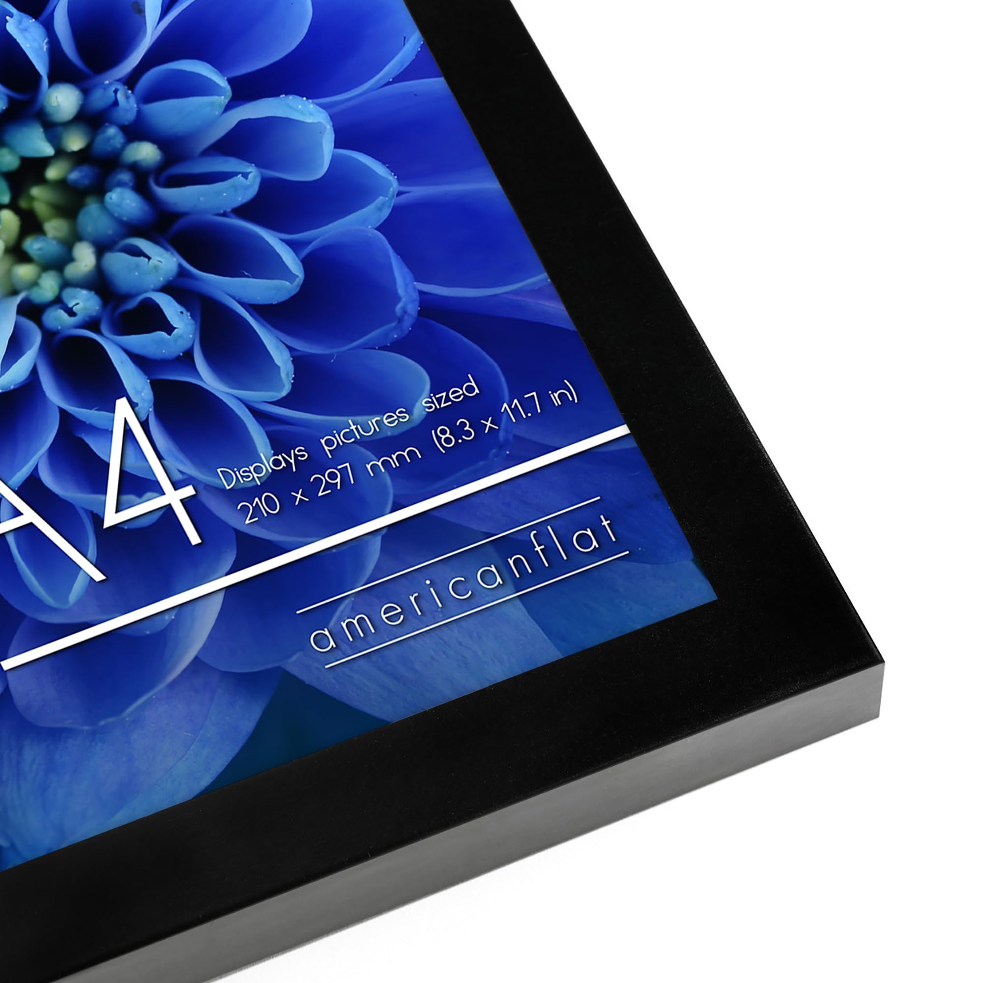 Americanflat A4 Picture Frame in Black - Engineered Wood with Shatter Resistant Glass | 21x29.7 cm 5