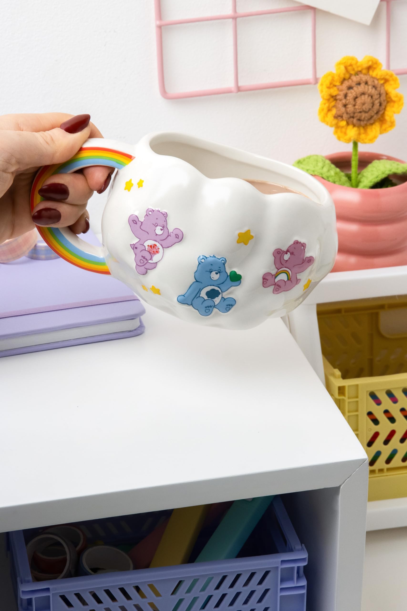Paladone Care Bears Cloud Shaped Mug with Rainbow Handle - 450ml Ceramic Coffee Cup 2