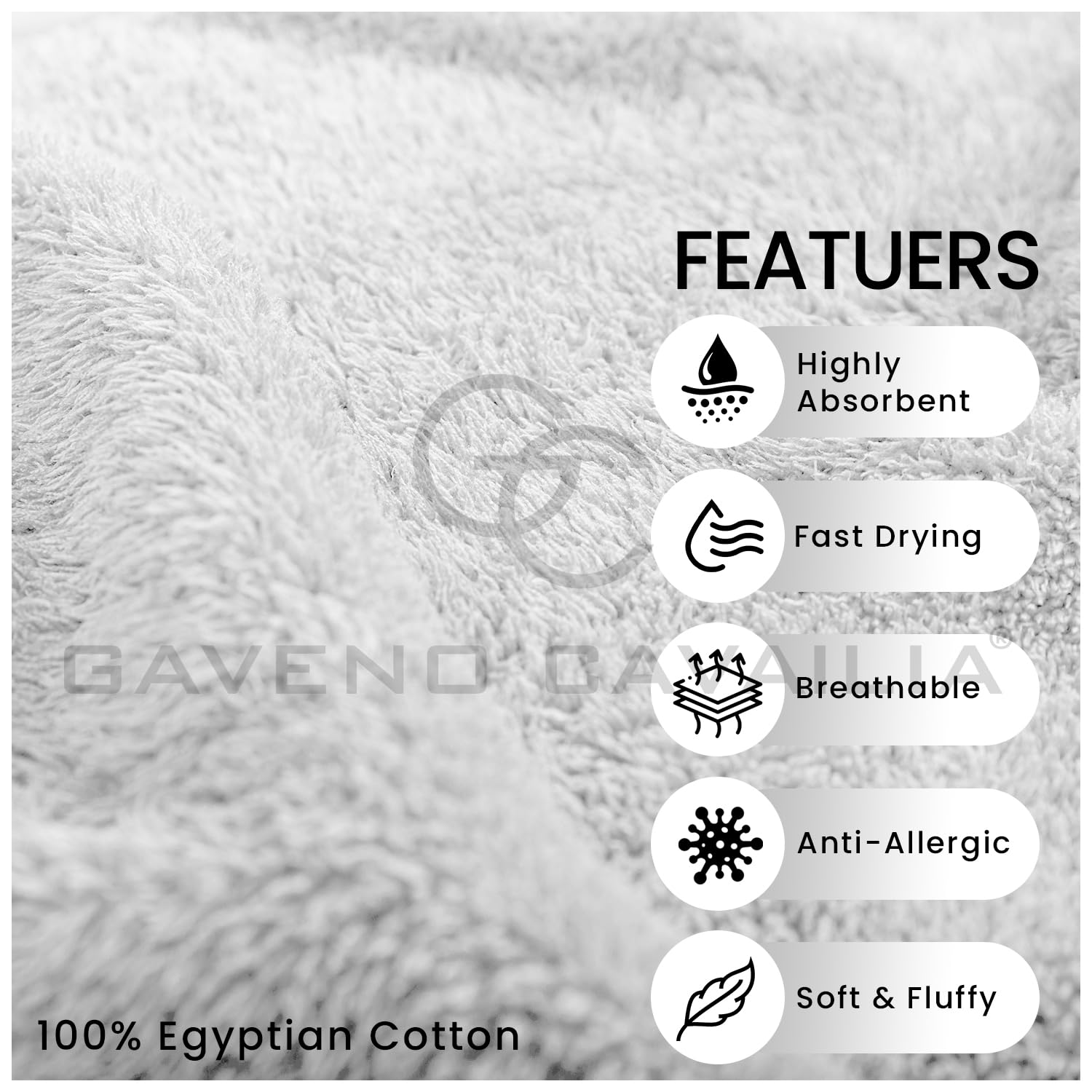 GC GAVENO CAVAILIA 8 Piece White Towel Set | 450 GSM | 100% Cotton | Quick Dry 4