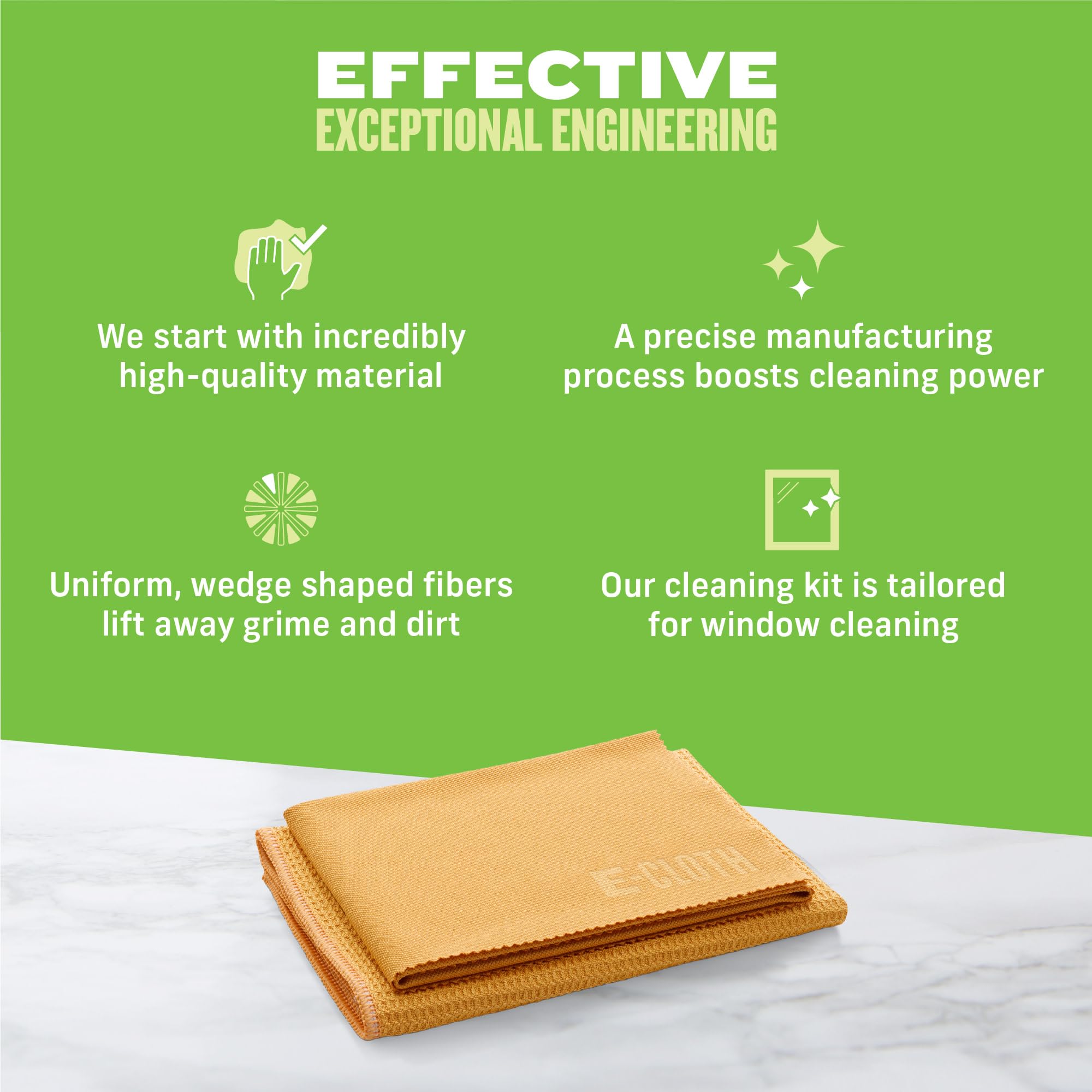 E-Cloth Window Cleaning Set - Streak-Free Microfibre Cloths | 2 Cloth Set | 300 Wash Guarantee 6