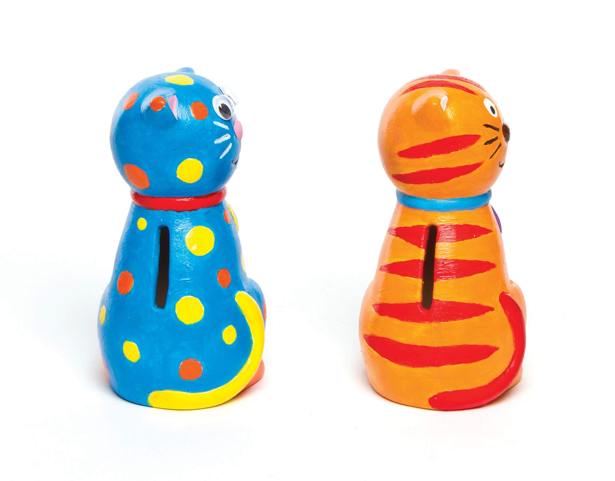 Baker Ross Ceramic Cat Coin Bank Craft Kit for Kids to Paint and Decorate (Pack of 2) | 12 cm 4