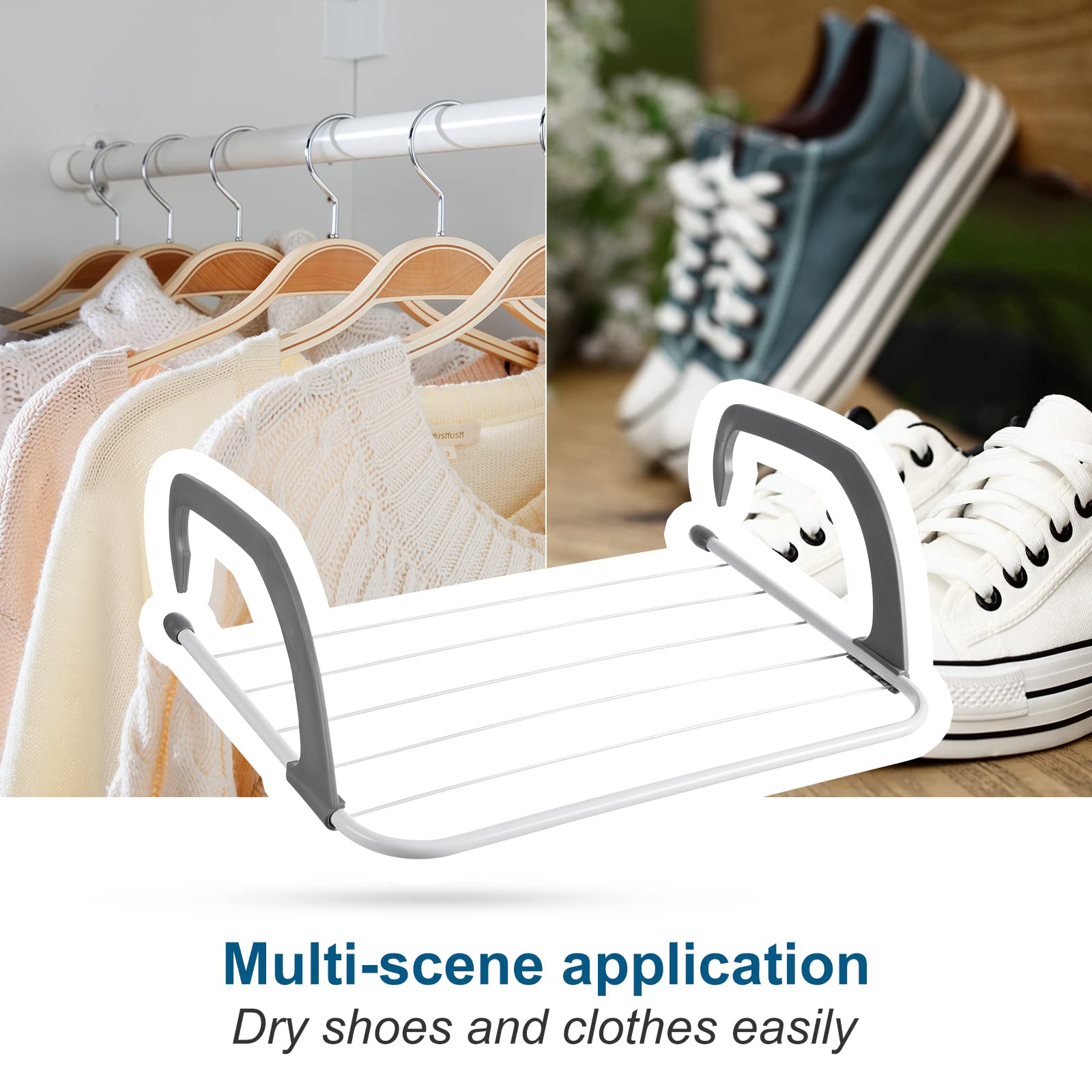 Rainberg 5 Bar Radiator Clothes Airer Rack, Foldable Metal Drying Rack with Adjustable Arms | 5kg Capacity 3