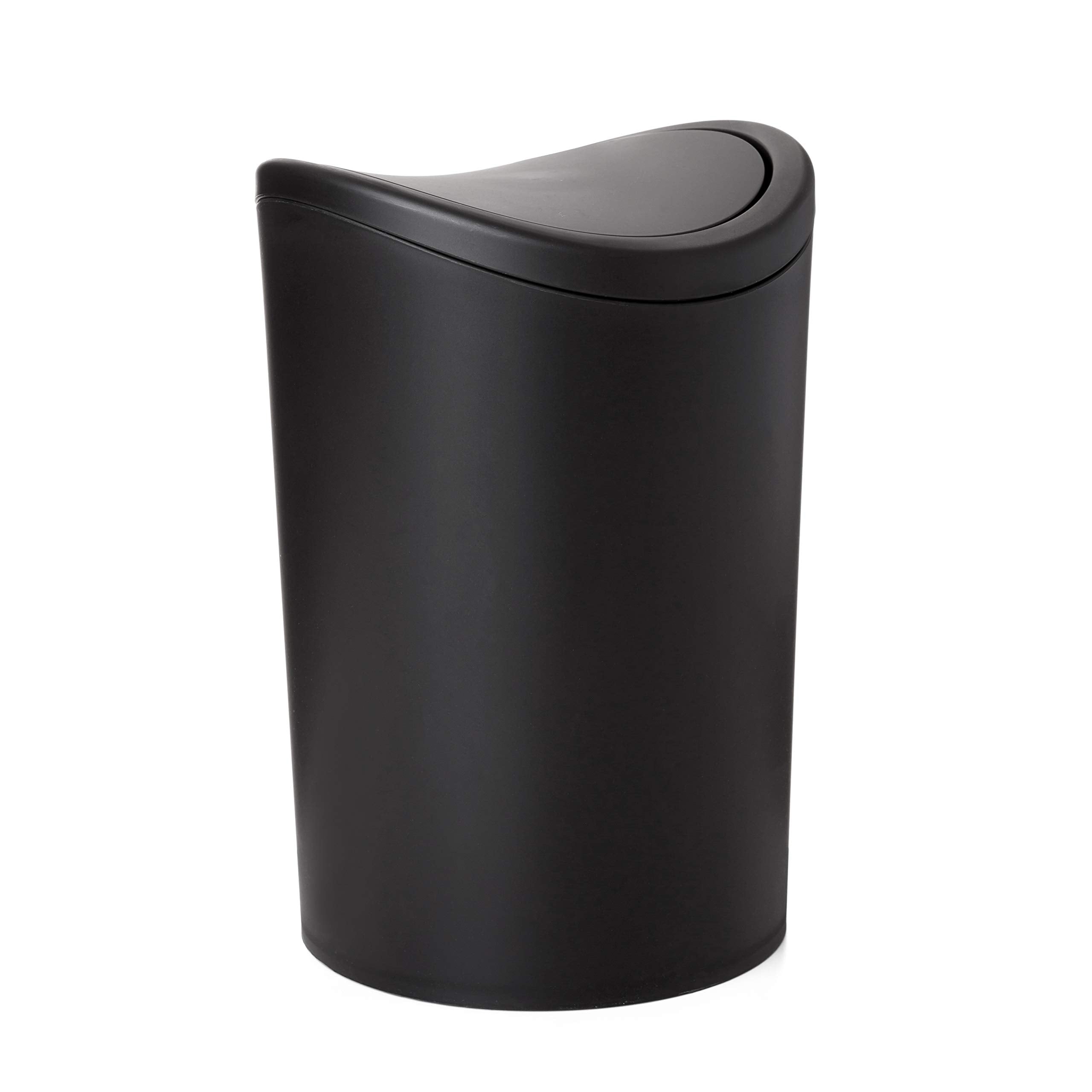 TATAY Bathroom Bin with Swing Lid | 6L Capacity | Compact 19x19x28 cm | Black Polypropylene 1