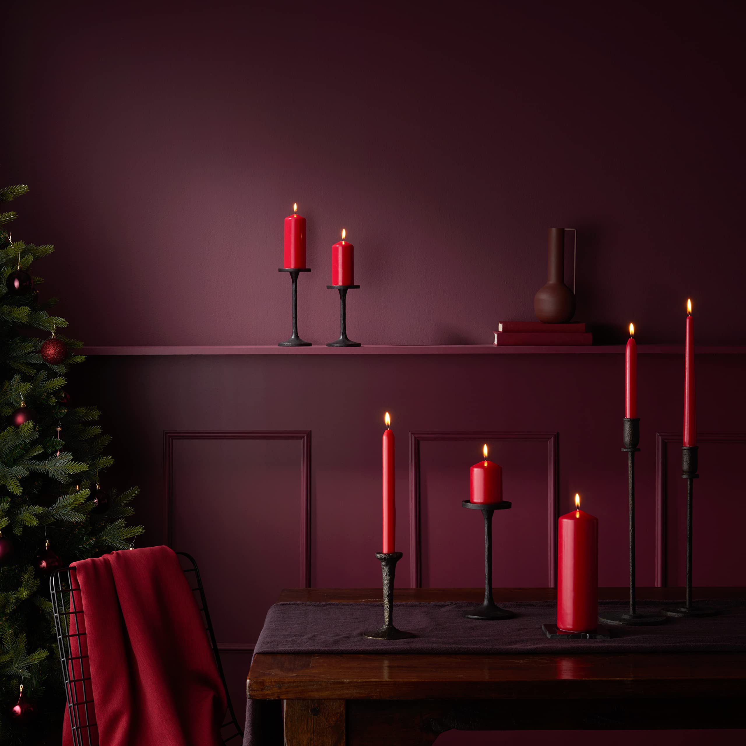 BOLSIUS Tapered Dinner Candles - Delicate Red | 8-Pack | 7 Hour Burn Time | Unscented 3