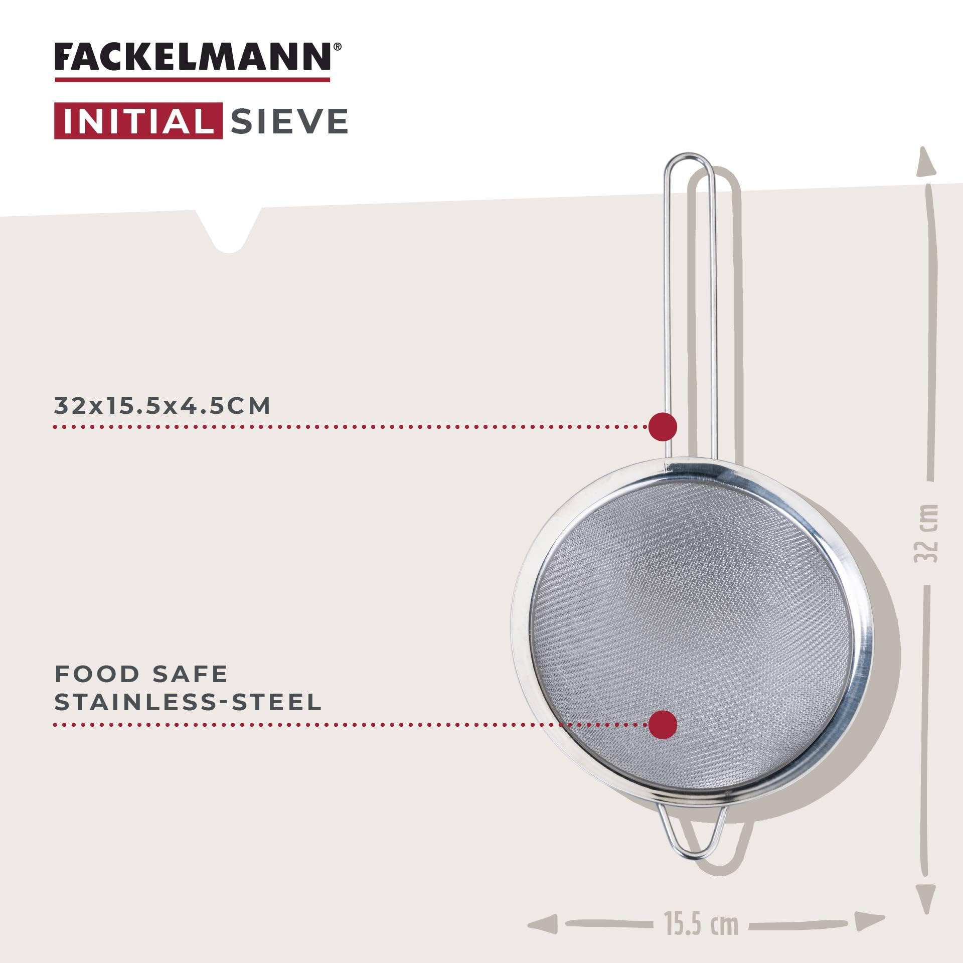 Fackelmann Initial Sieve - 15.5cm Medium Stainless Steel Strainer with Fine Mesh and Long Handle 2