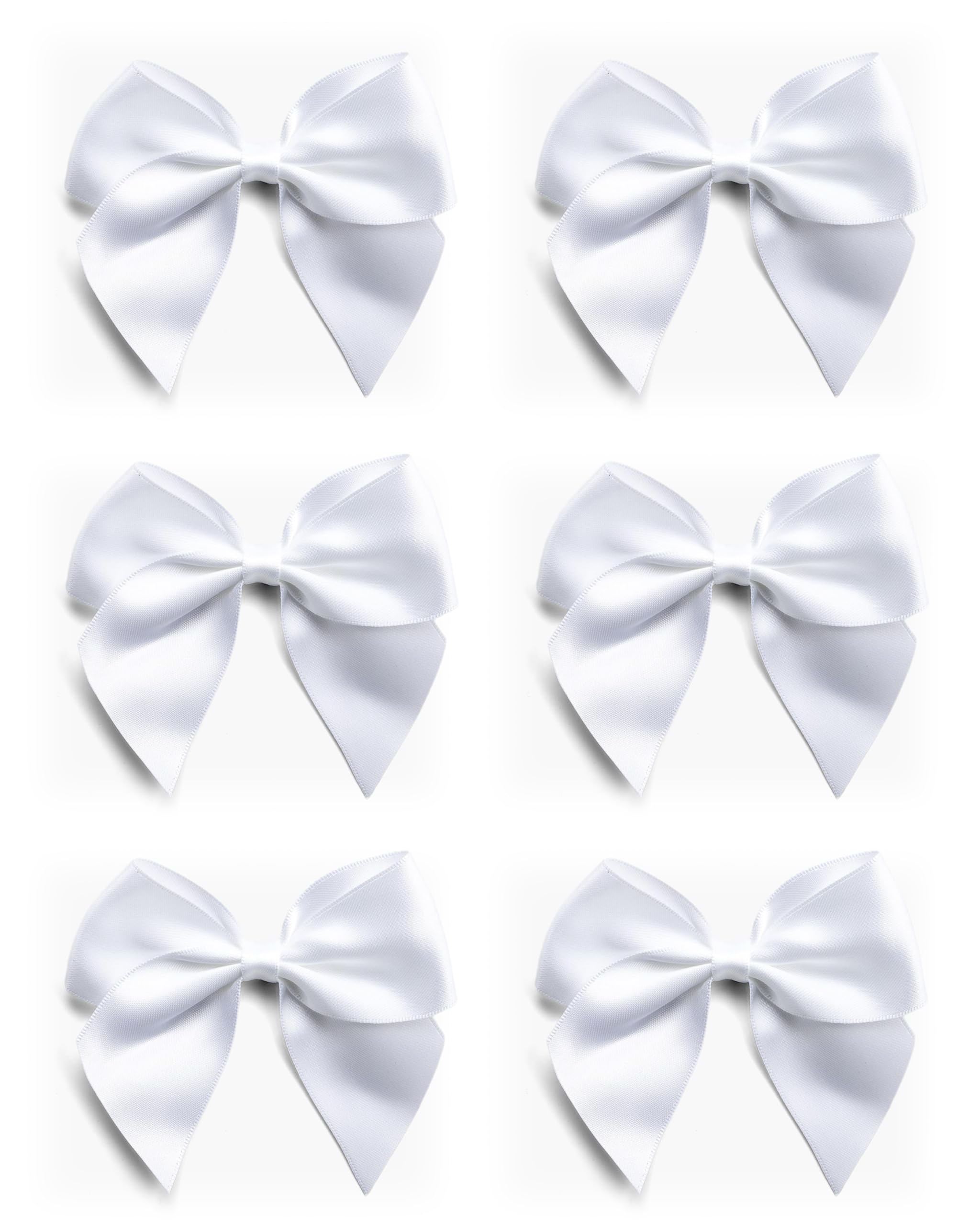 Italian Options Self-Adhesive Satin Ribbon Bows - White, 10 cm, 6 Pack | Gift Wrapping & Crafting 1