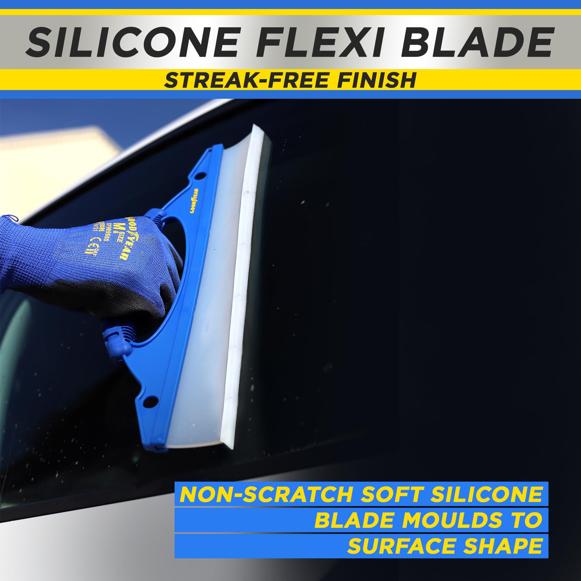 Goodyear Silicone Window Squeegee - Safe for Car Bodywork, Showers, and Windows | Removes 95% Water 4
