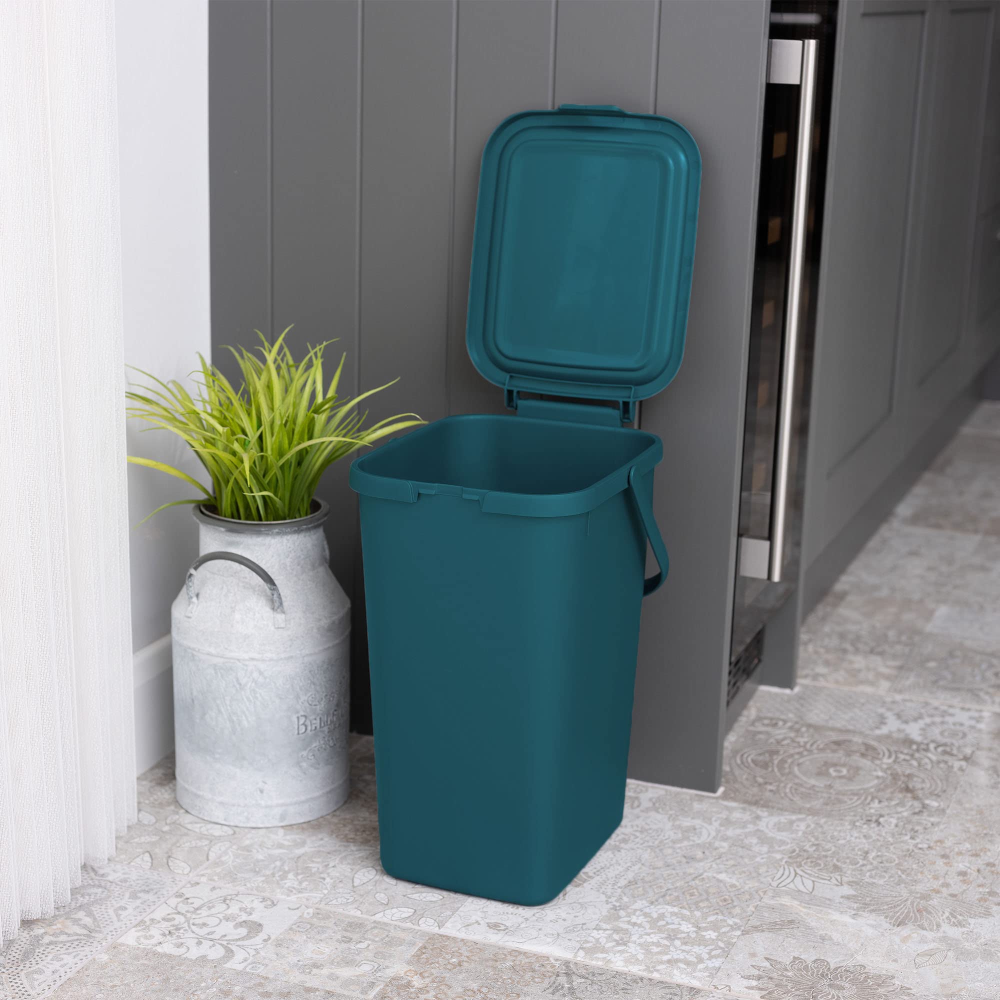 Addis 519354 Kitchen Recycling & General Storage Bin - 18 Litre Capacity | Stackable | Deep Teal Green 3
