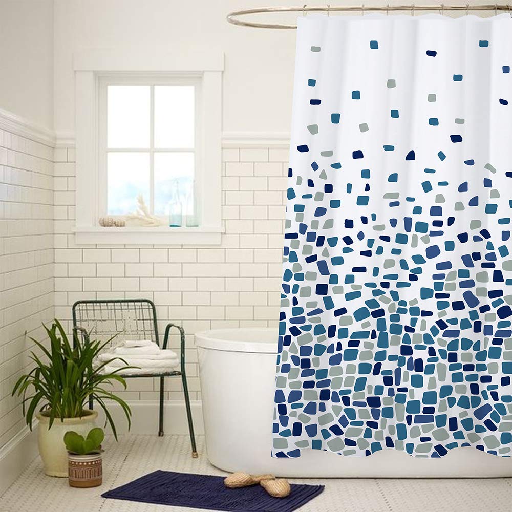 ANSIO Polyester Shower Curtain - Mosaic Blue | 180cm x 200cm | Mold & Mildew Resistant 7