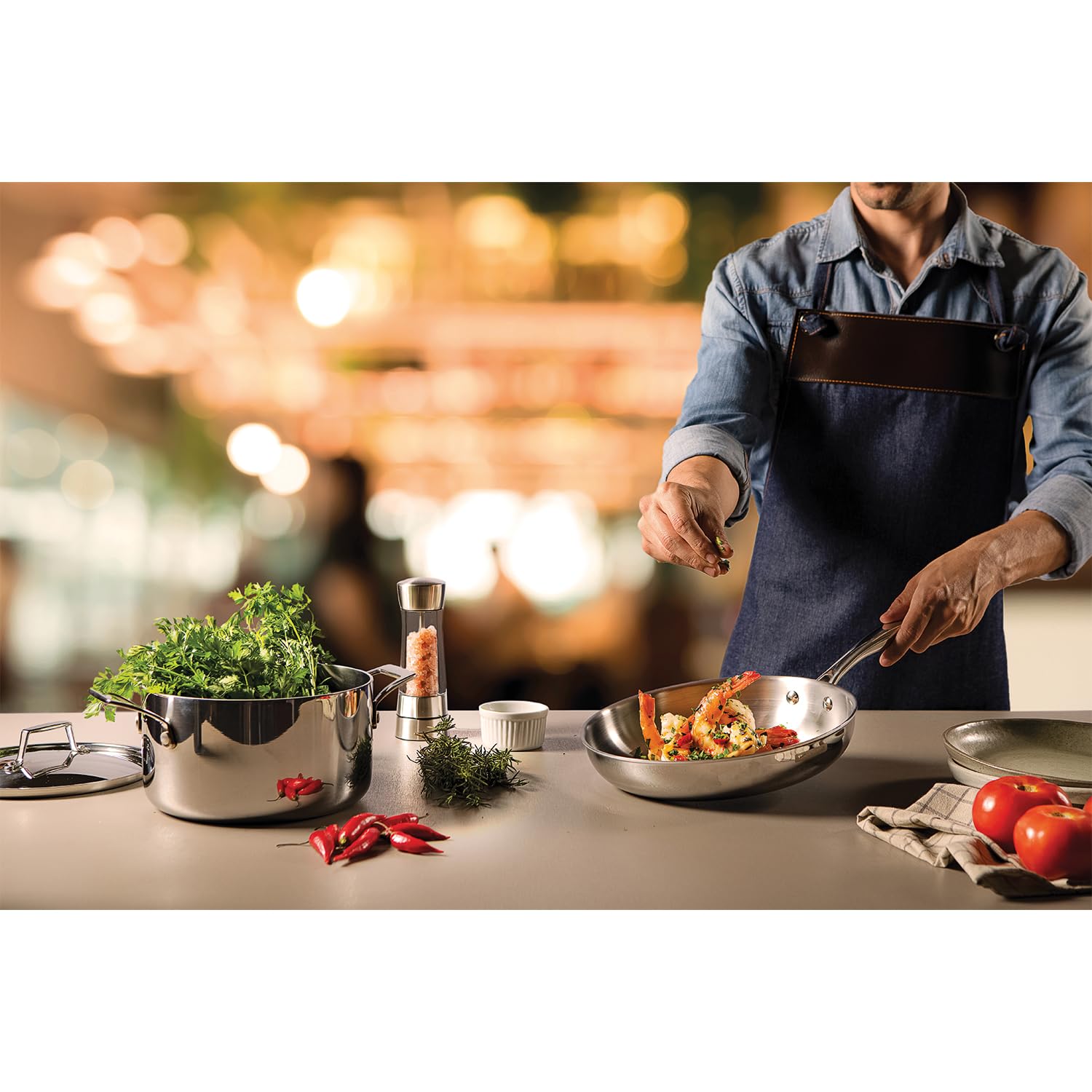 Tramontina Grano Frying Pan - 2.2L Stainless Steel Induction Compatible | 27cm Diameter 3