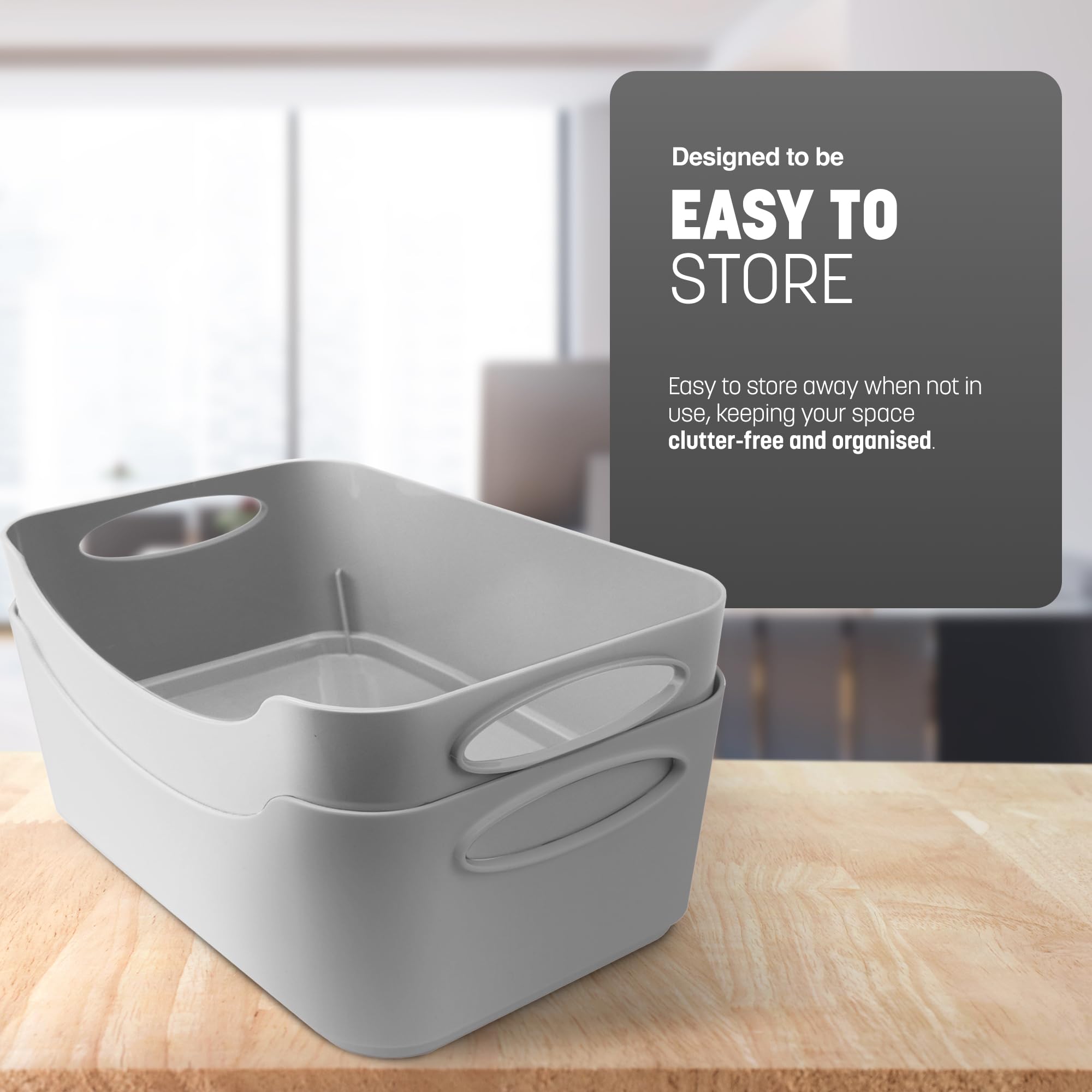 KEPLIN 5 Pack Plastic Studio Baskets with Sturdy Handles | Space-Saving | 22.3 x 14.8 x 10 cm 4