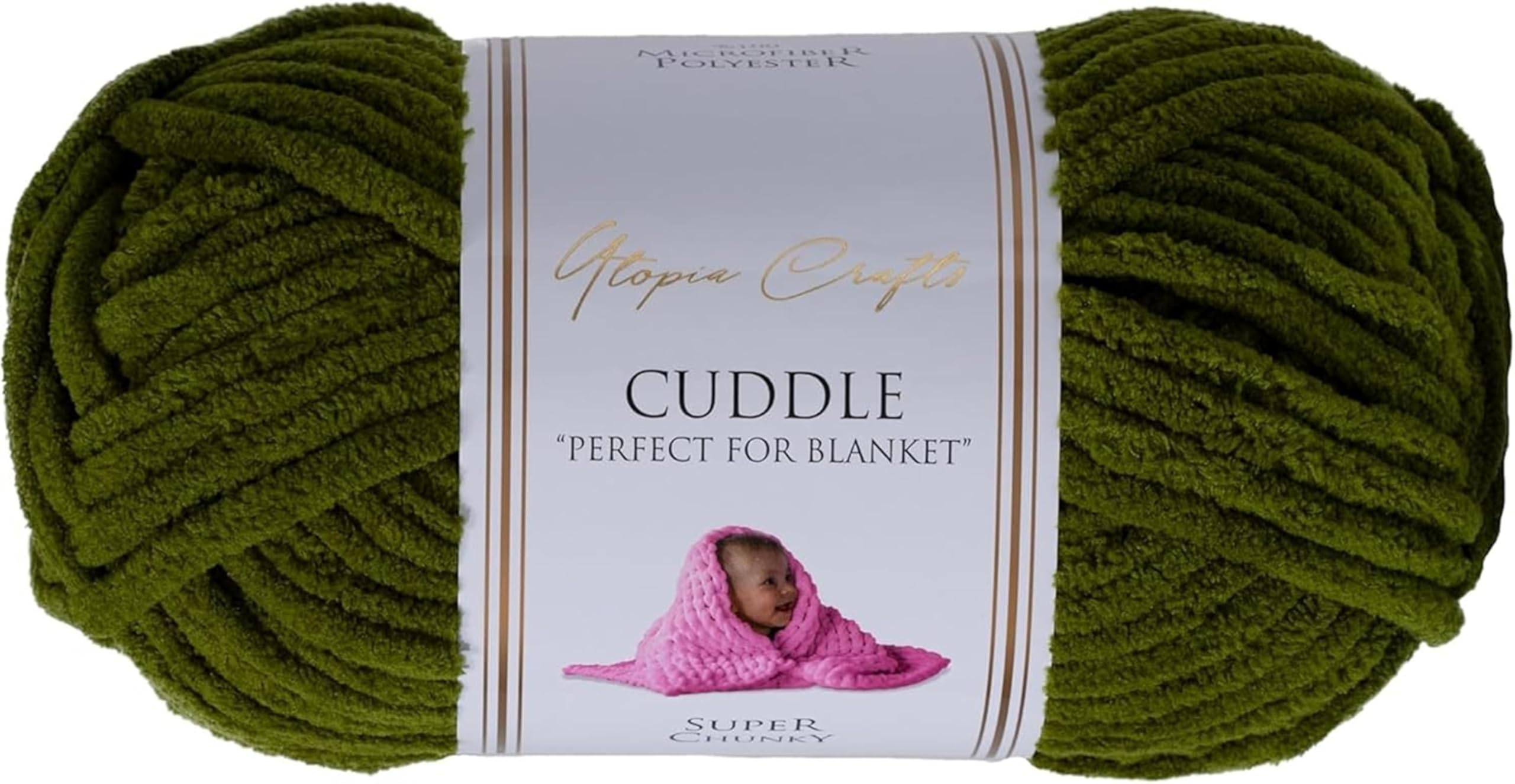 Utopia Crafts Cuddle Super Chunky Chenille Yarn - Olive Green | 100g | Polyester 1