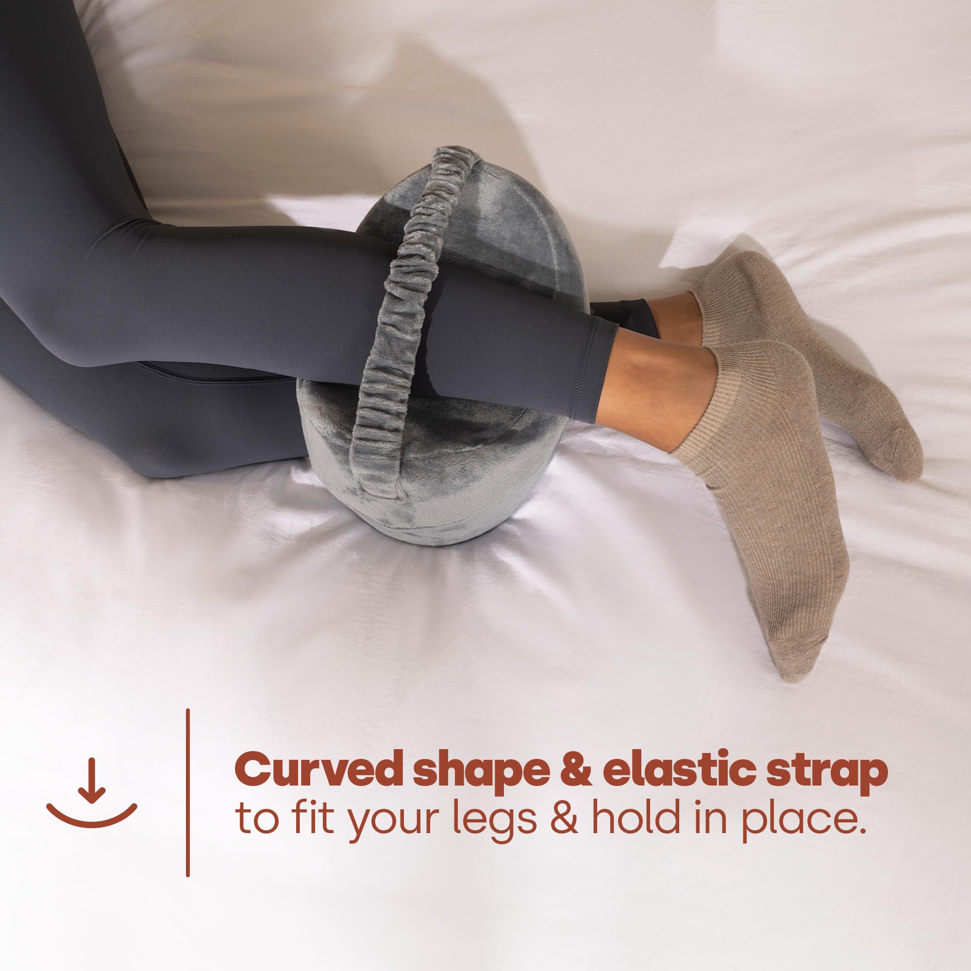 LIVIVO Comfortable Memory Foam Leg Knee Pillow - Orthopaedic Support | Adjustable Strap | Grey 4