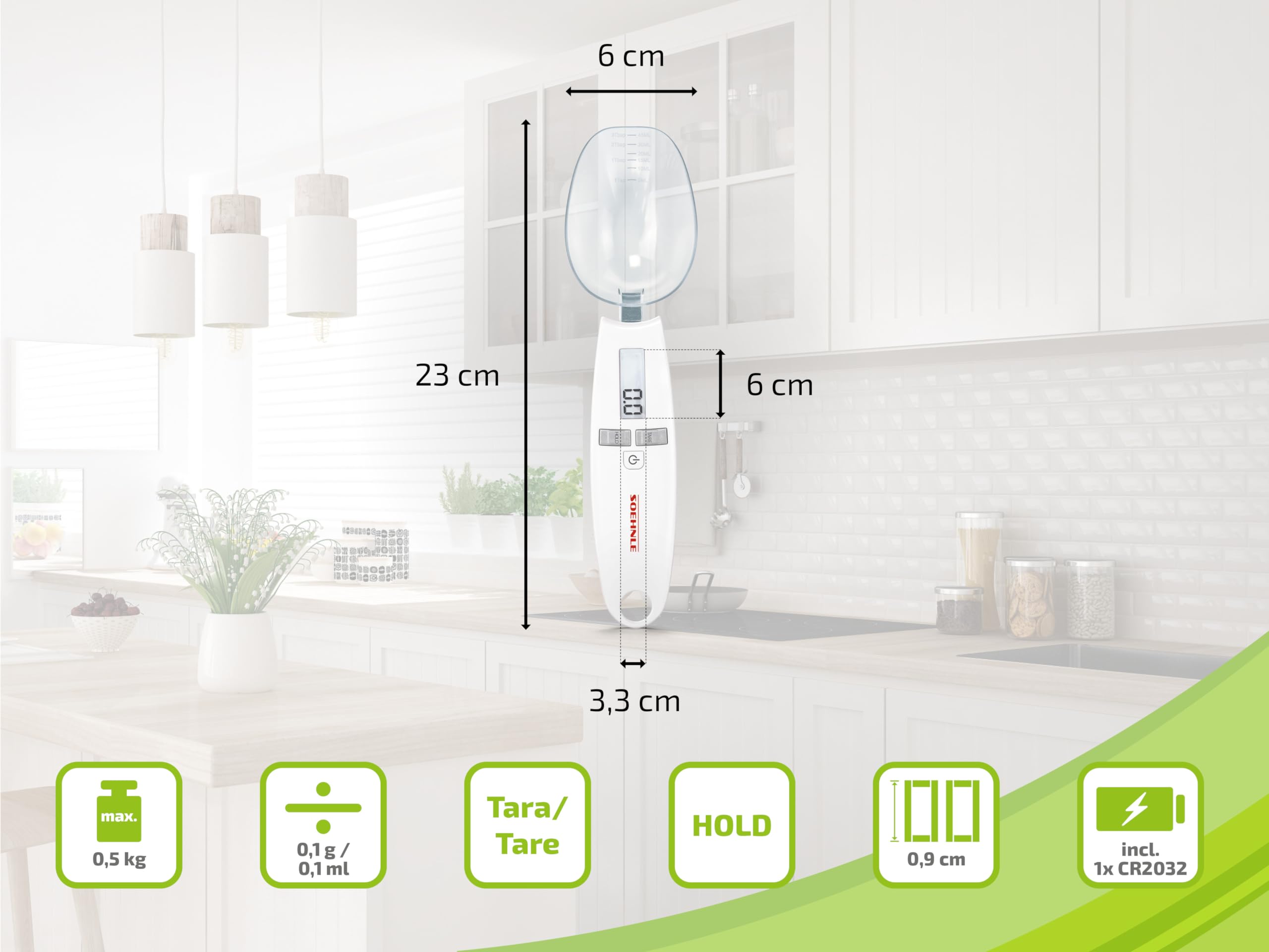 Soehnle Cooking Star Digital Kitchen Scale Spoon | 0.1g Precision | 500g Capacity | White 5