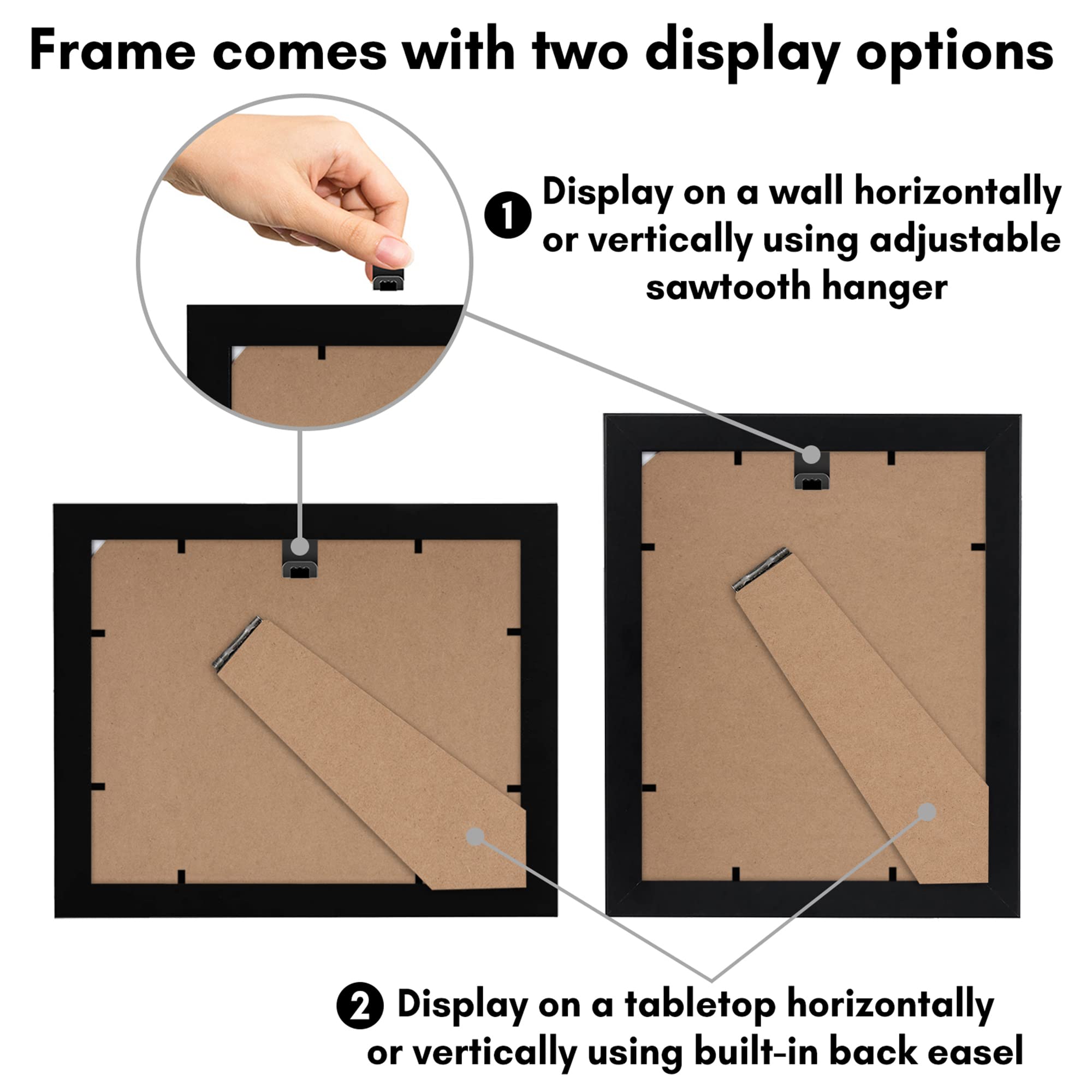Americanflat 8x10 Photo Frames in Black - Set of 2 | Engineered Wood | Shatter-Resistant Glass 6
