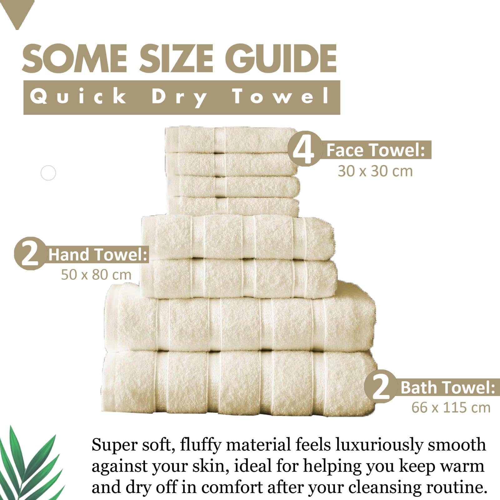 FAIRWAYUK Boston 8-Piece Towel Bale Set - 100% Egyptian Cotton | Super Soft | Cream 4