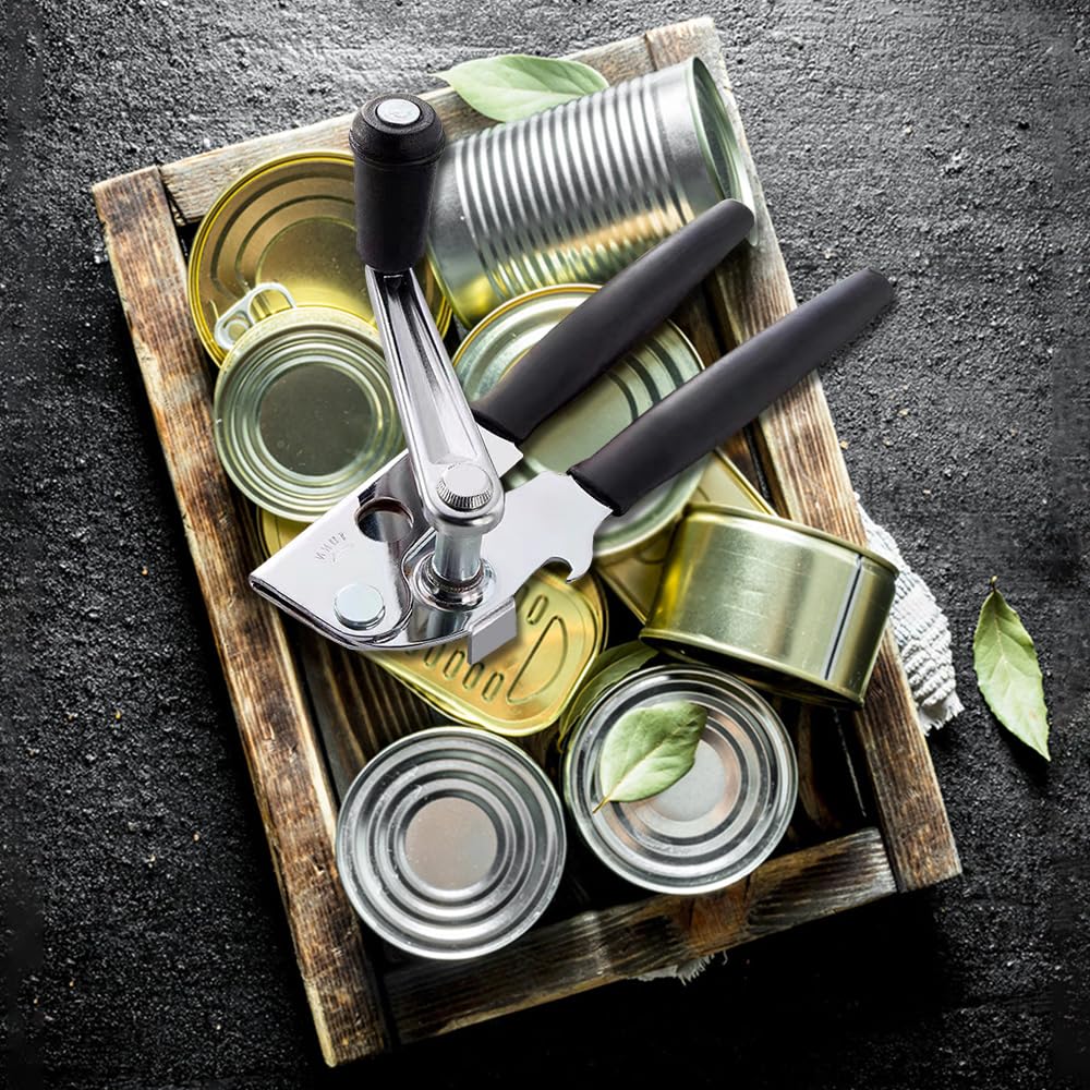 NUFR Heavy Duty Commercial Manual Can Opener - Stainless Steel, Black, Ergonomic Grip 8