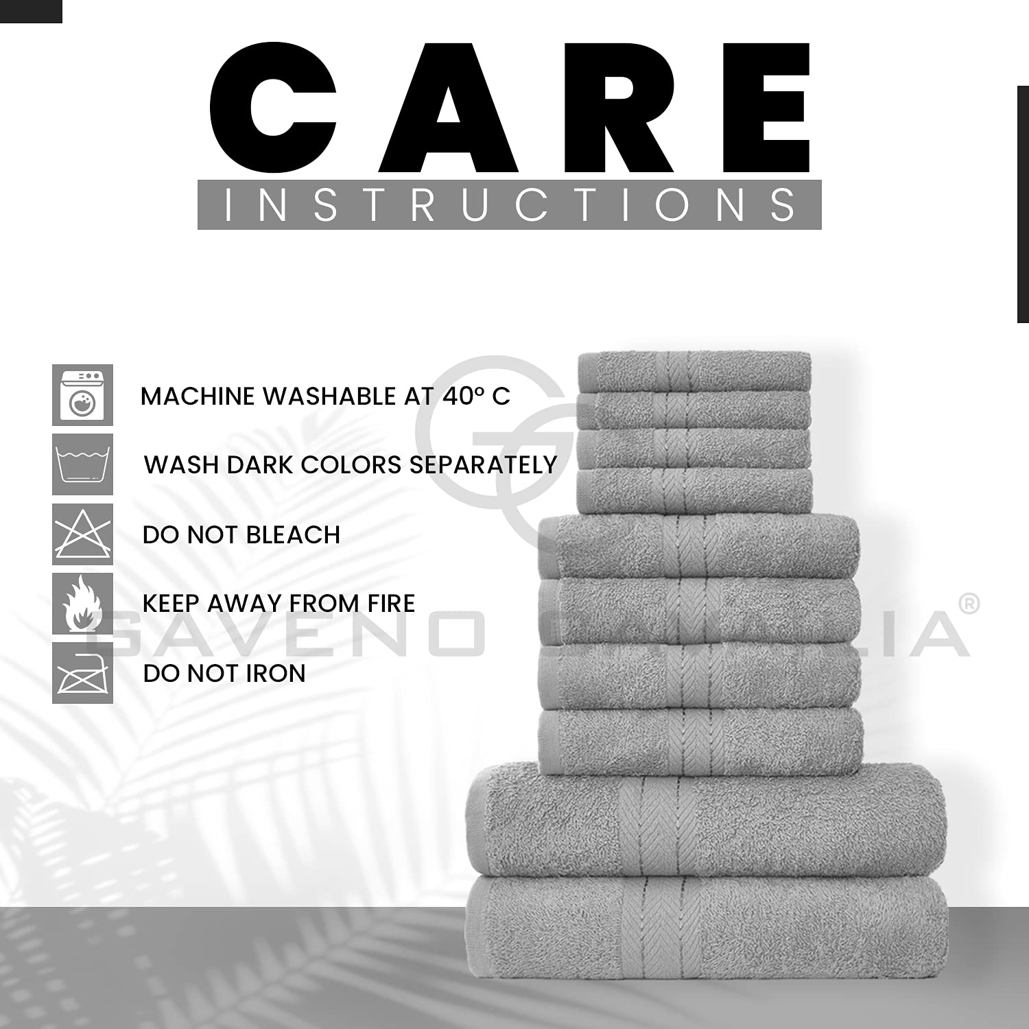 GC GAVENO CAVAILIA 10 Piece Towel Set - 450 GSM Cotton | Quick Drying | Silver 5