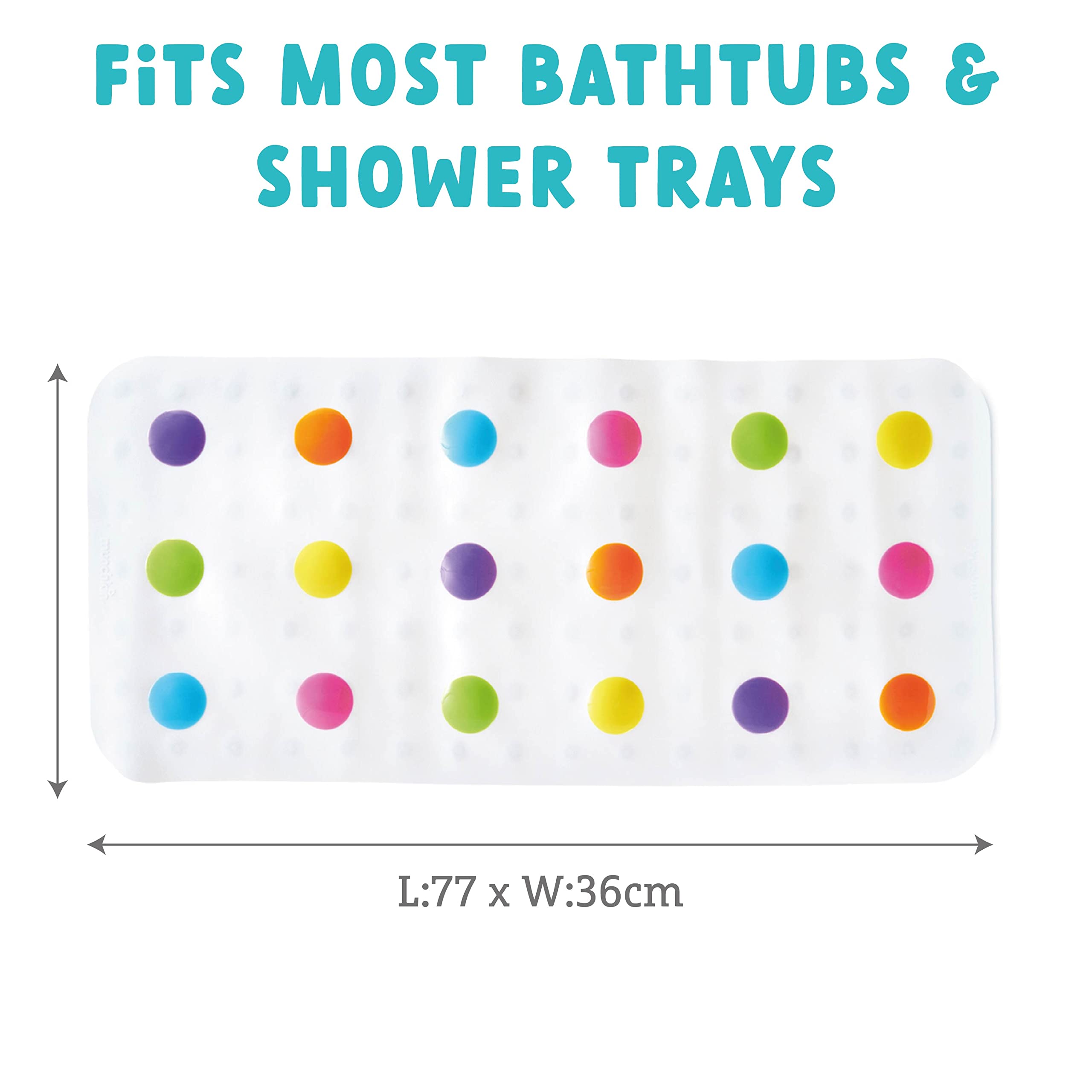 Munchkin Dandy Dots Non-Slip Bath Mat - Multi Color | 77.5 x 36.2 cm | PVC 3