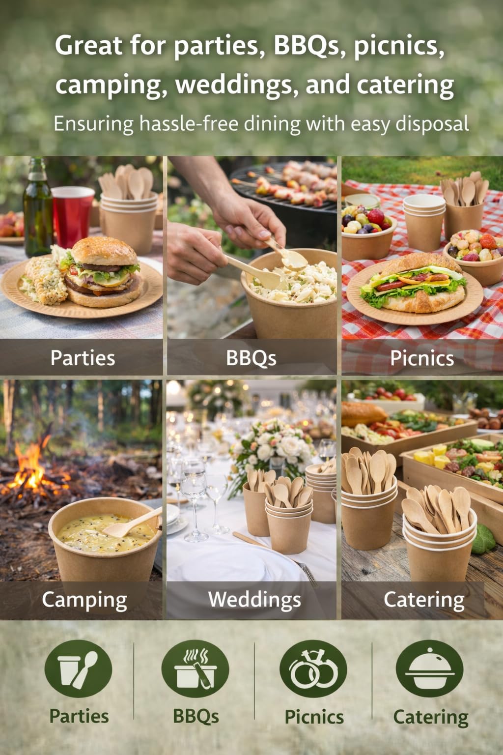 1ABOVE 100-Pack Disposable Wooden Spoons - Biodegradable & Sturdy for Hot/Cold Food 5