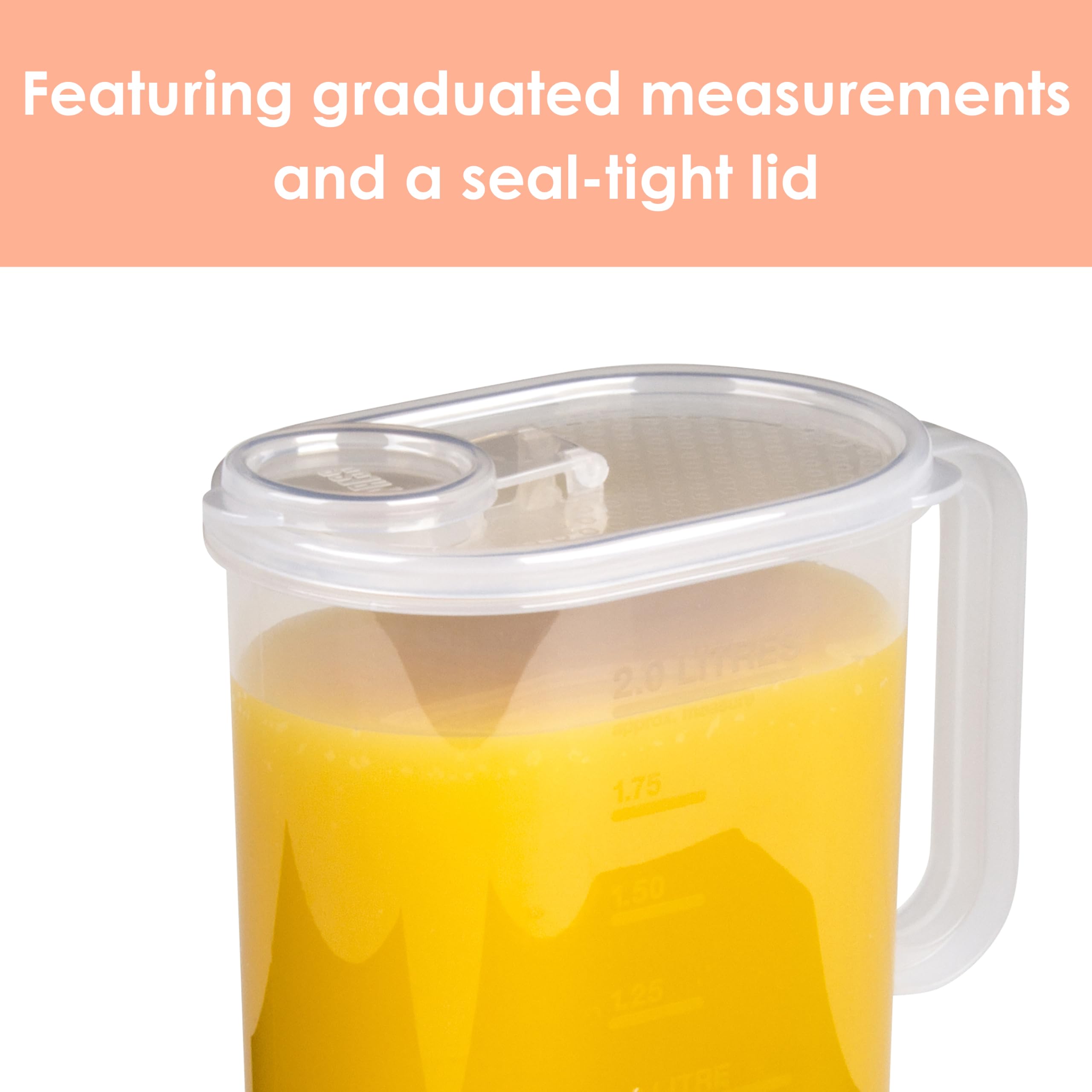 Décor Tellfresh 2L Water Jug with Pop Open Lid | Airtight Container | Graduated 4