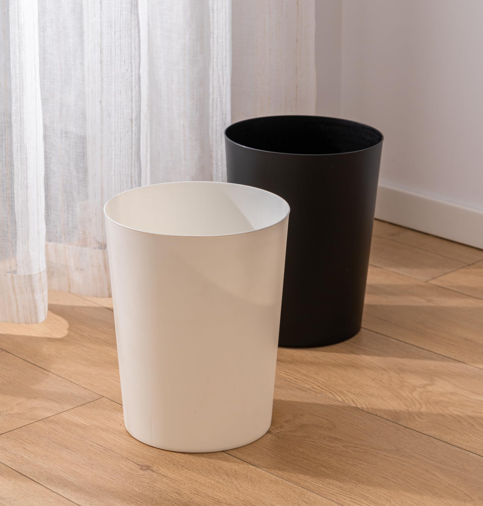 Cetomo 7.2L Plastic Waste Paper Bin - Compact, Frosted Finish, Black | 3 Pack 7