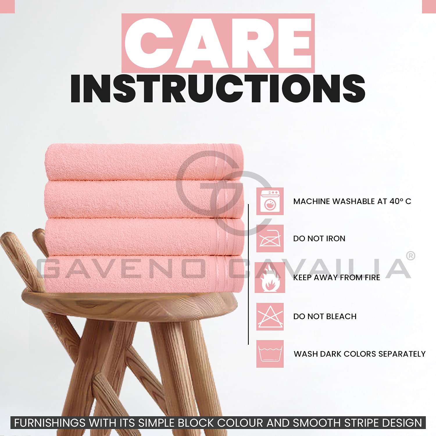 GC GAVENO CAVAILIA Wilsford Bath Sheets - 4 Pack Egyptian Cotton, 75x135 Cm, 450 GSM, Blush Pink 4