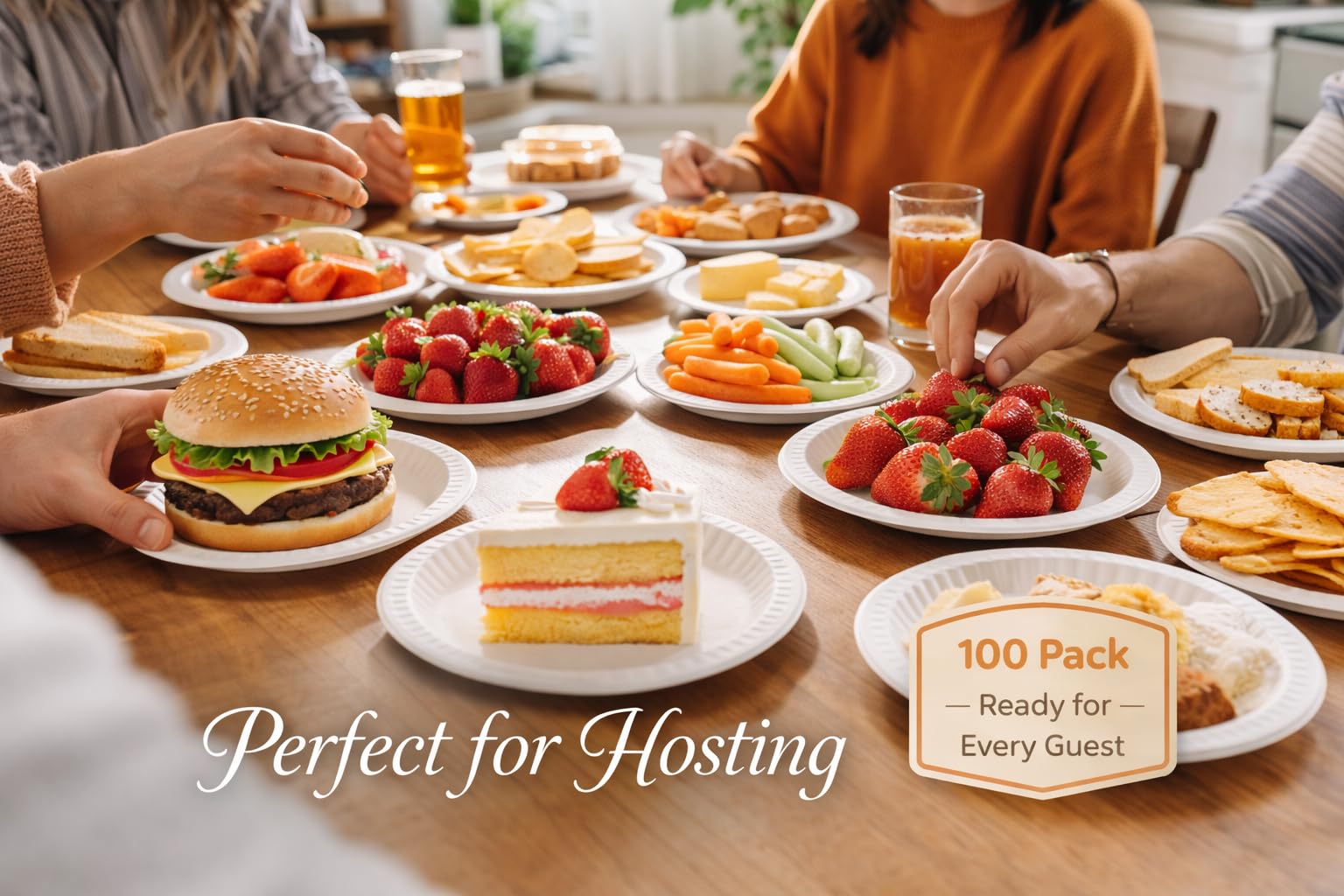 1ABOVE 100 Pack 9-inch Disposable Paper Plates - White, Durable, Sturdy | 23cm Diameter 6