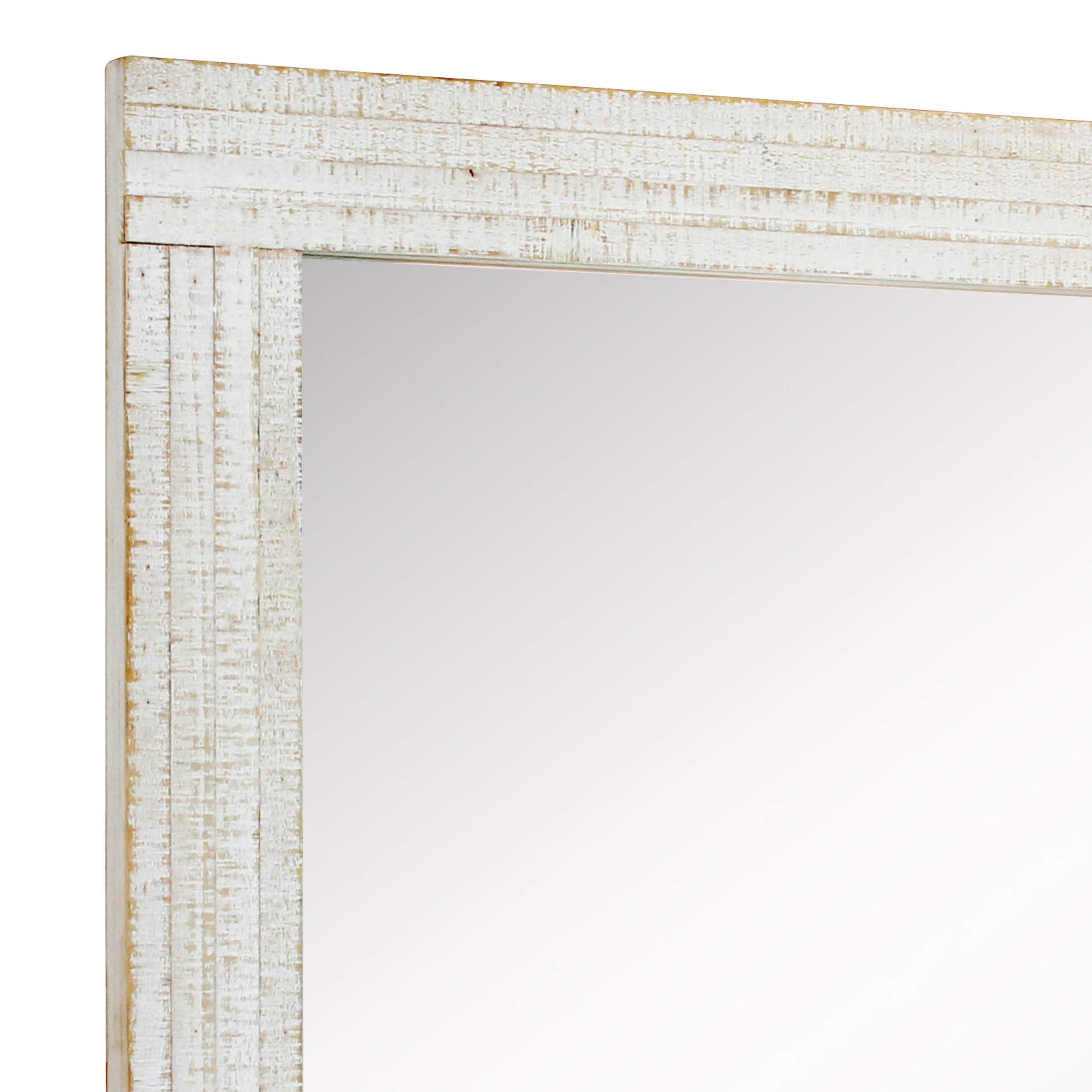 Stonebriar Rustic Rectangular Wall Mirror - Worn White Wood Frame | 24" x 18" 5