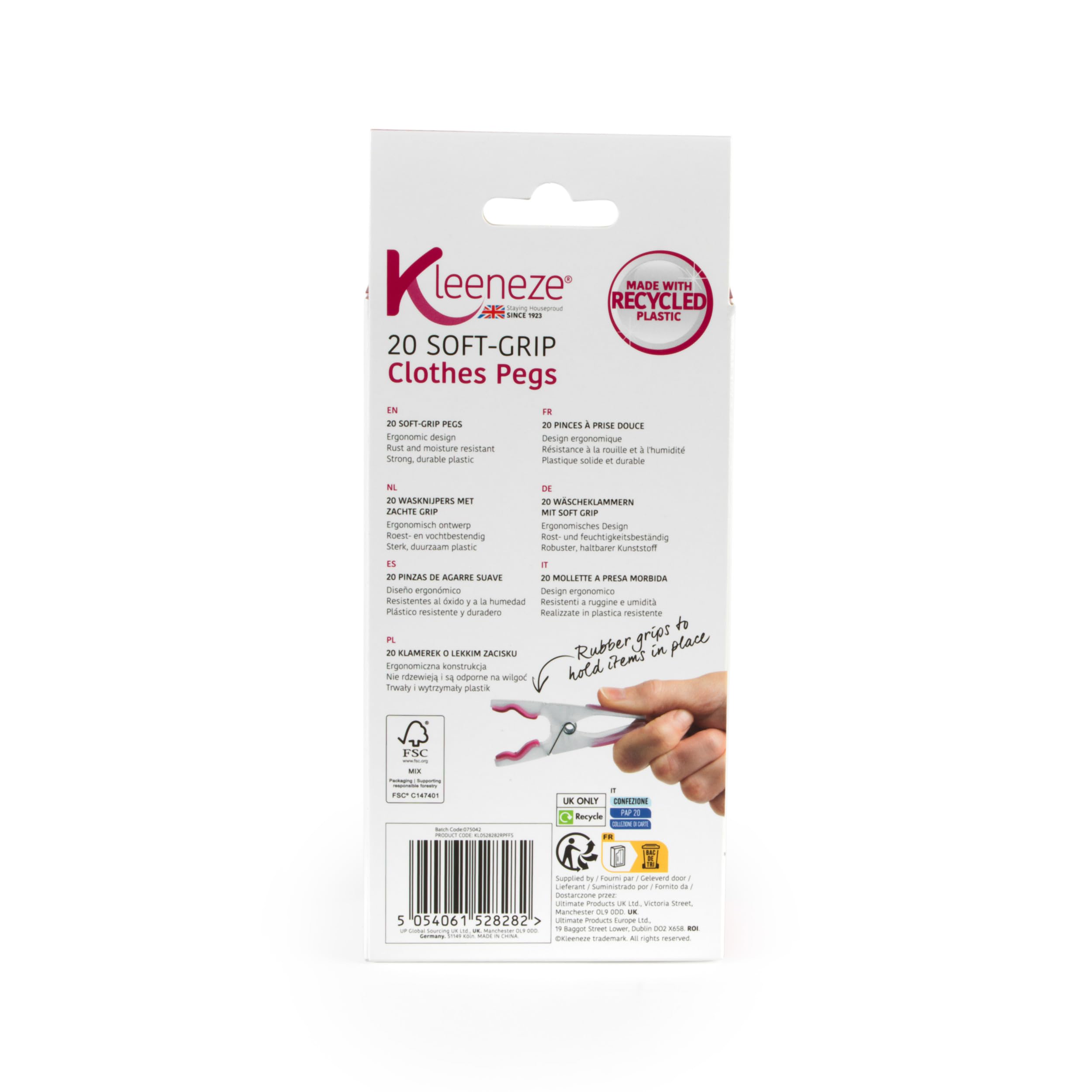 Kleeneze 20-Pack Laundry Pegs - Soft Grip Ergonomic Clothespins | Durable Plastic & Metal Springs 4