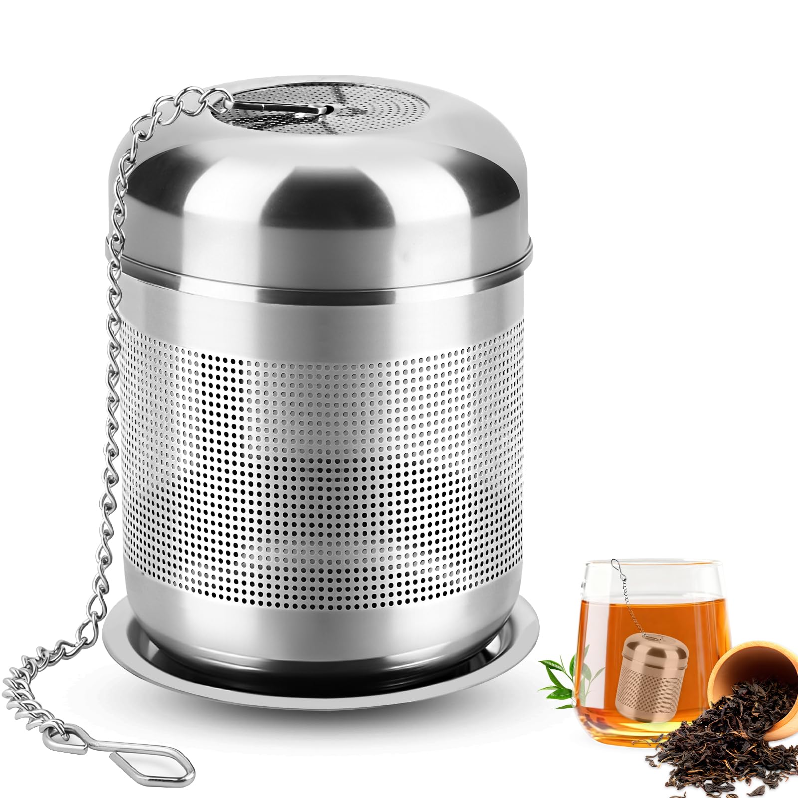 MOXYOY 304 Stainless Steel Tea Infuser for Loose Tea | Extra Fine Mesh | Includes Drip Tray