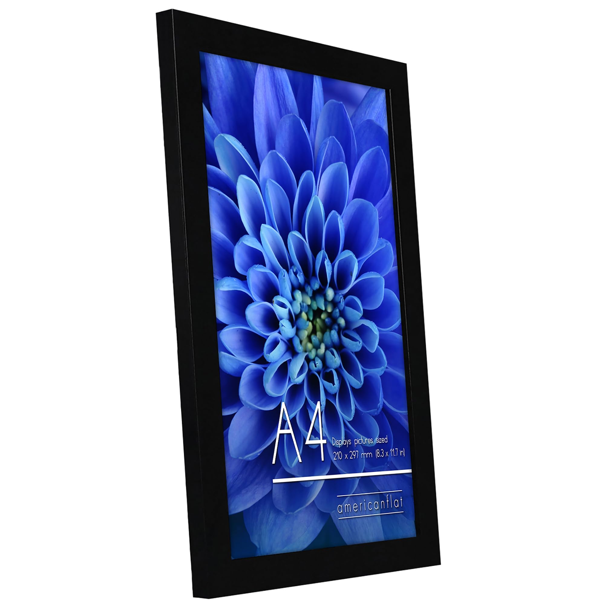 Americanflat A4 Picture Frame in Black - Engineered Wood with Shatter Resistant Glass | 21x29.7 cm 8