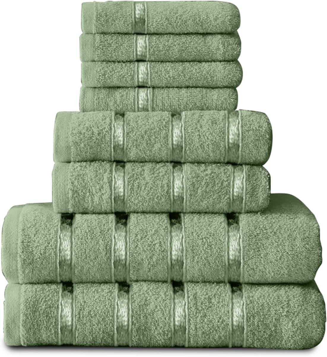 GC GAVENO CAVAILIA 8 Piece Egyptian Cotton Towel Set - 450 GSM | Sage Green | Quick Dry 1