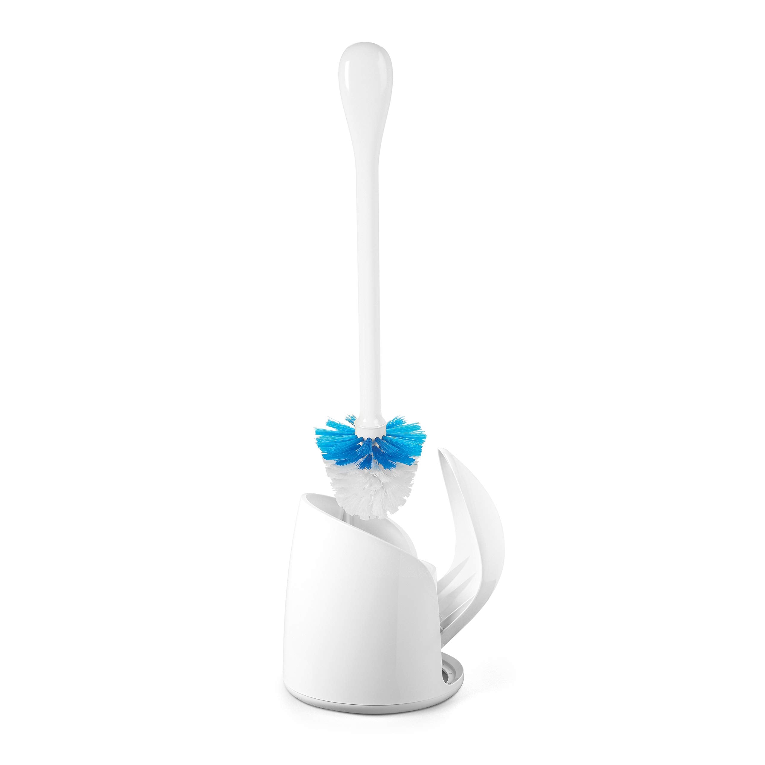 OXO Good Grips Compact Toilet Brush & Canister - White | Secure Grip | Ventilated Drip Tray 6