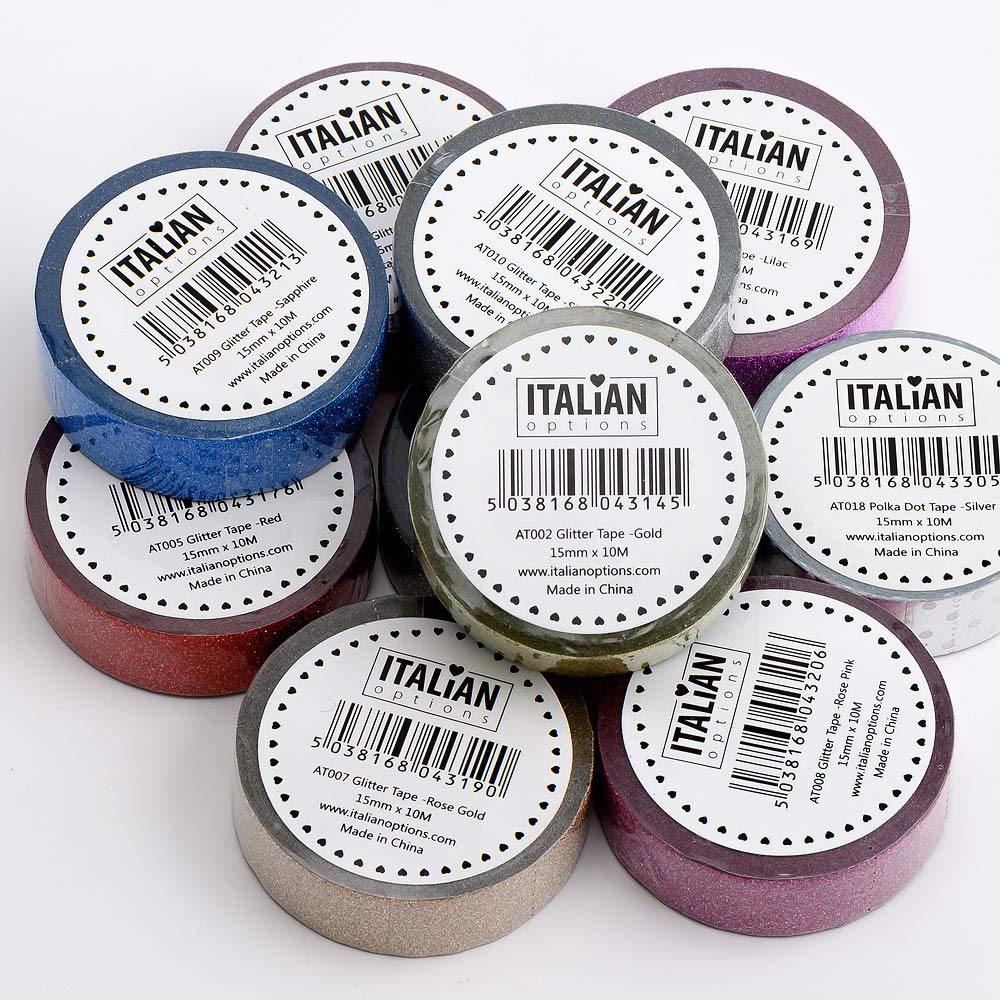 Italian Options Gold Glitter Washi Tape - Decorative Craft Masking Trim | 15mm x 10 Metre 3