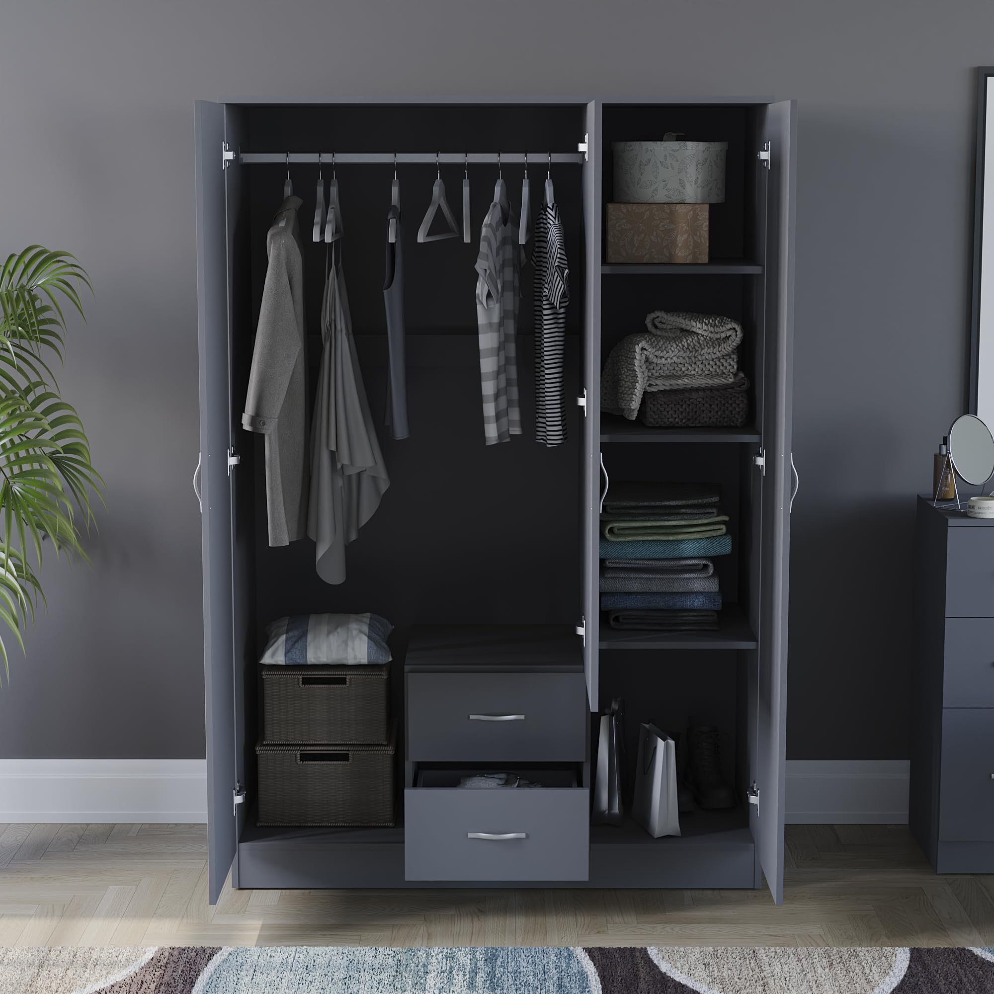 Vida Designs Riano Wardrobe - MDF/Chipboard Construction | Hanging Rail & Shelf | H170 x W115.4 cm 4