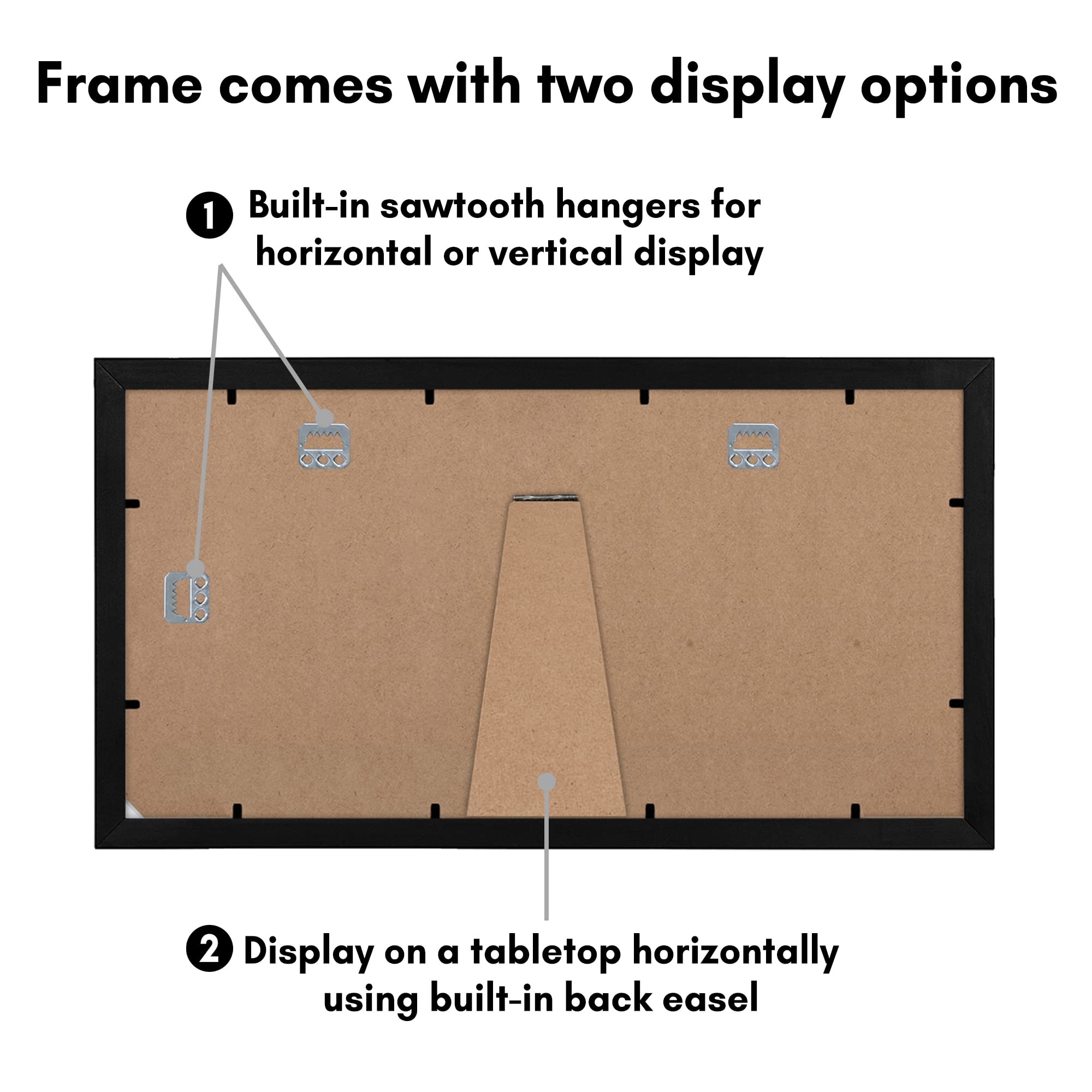 Americanflat Black 8x16 Picture Frame Collage | Shatter-Resistant Glass | Tabletop & Wall Mount 4
