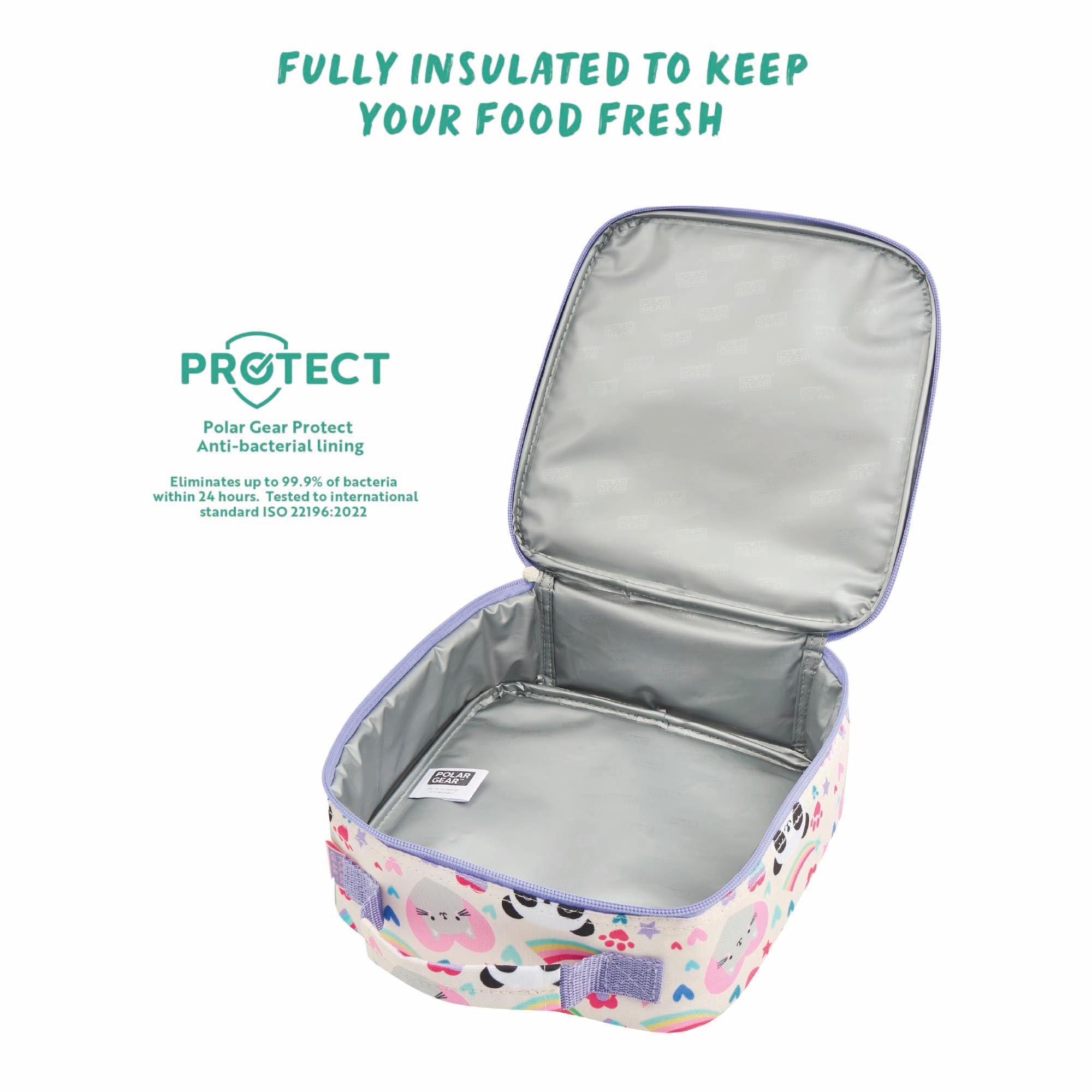 Polar Gear Cute Icons Lunch Bag - Durable Polyester | Wipe-Clean Lining | 23x23x22cm 4
