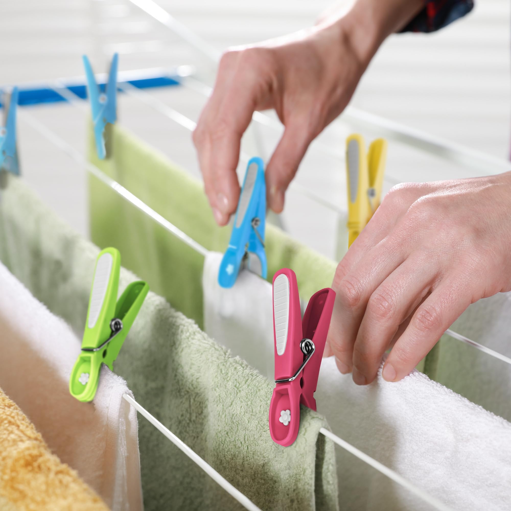 KEPLIN Clothes Pegs - 24 Pack Multicolour | Weather Resistant | Strong Metal Spring Grip 7
